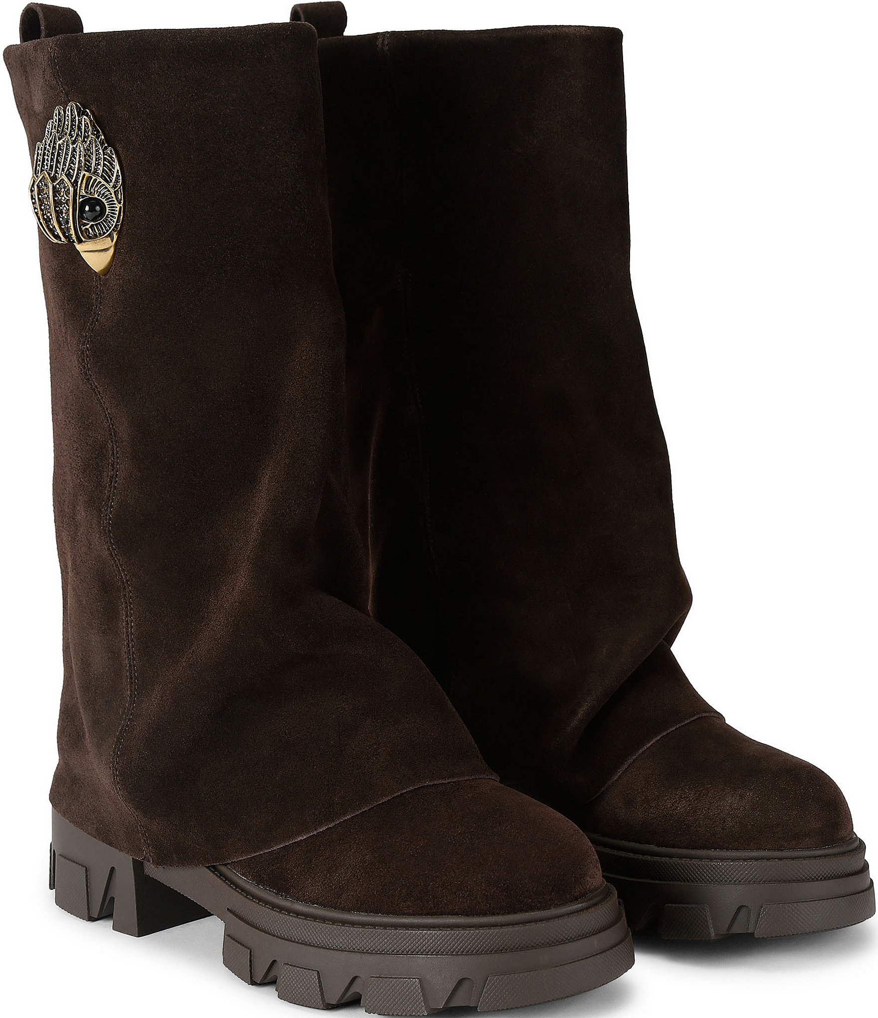 Kurt Geiger London Stomp Foldover Suede Biker Boots