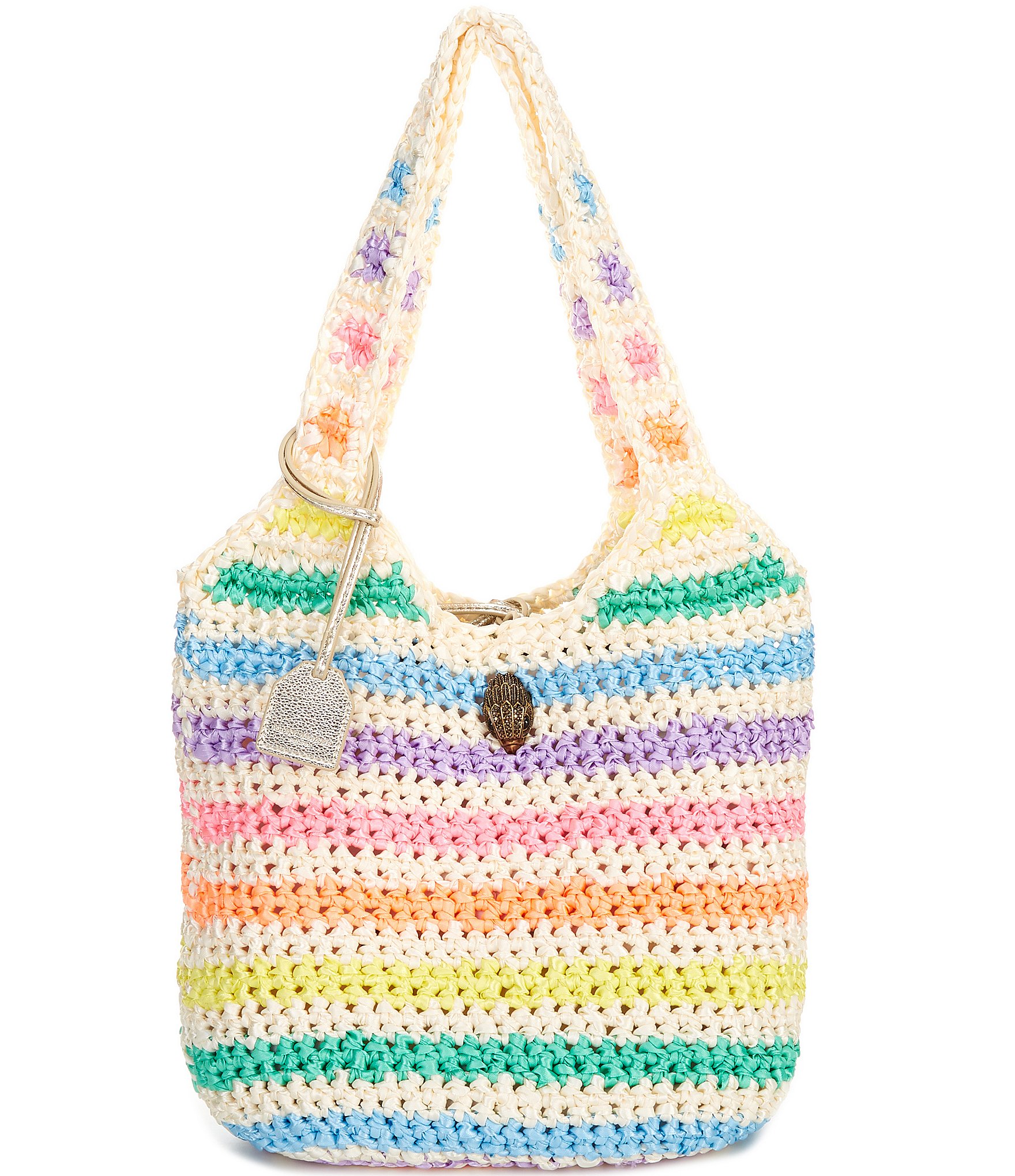 Kurt Geiger London Striped Crochet Brass Eagle Tote Bag