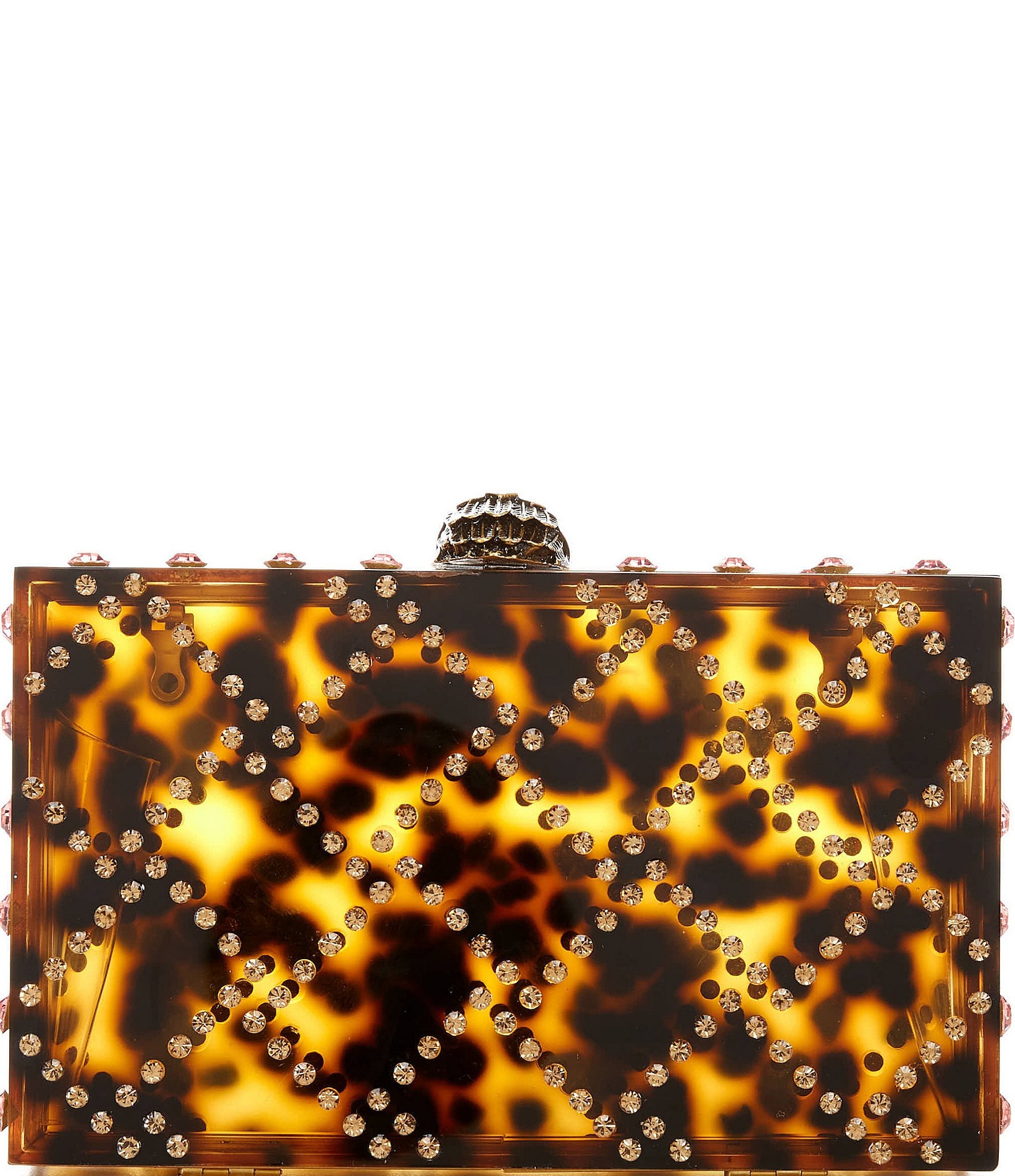 Kurt Geiger London Tortoise Rhinestone Embellished Box Clutch