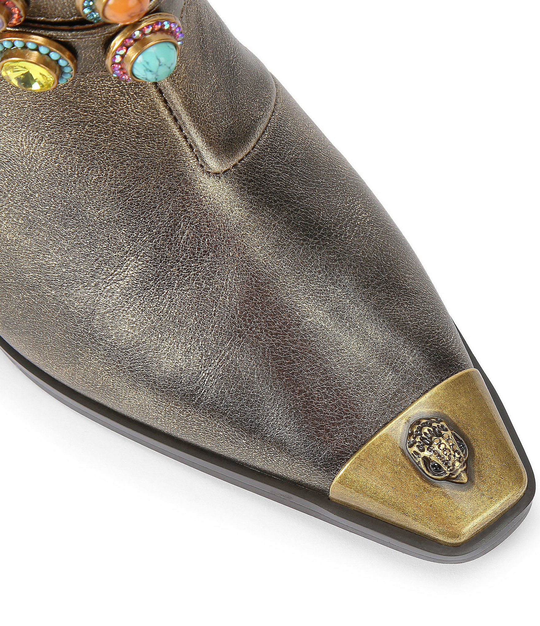 Kurt Geiger London Leather Western Flair Regent Jewel Strap Ornament Booties