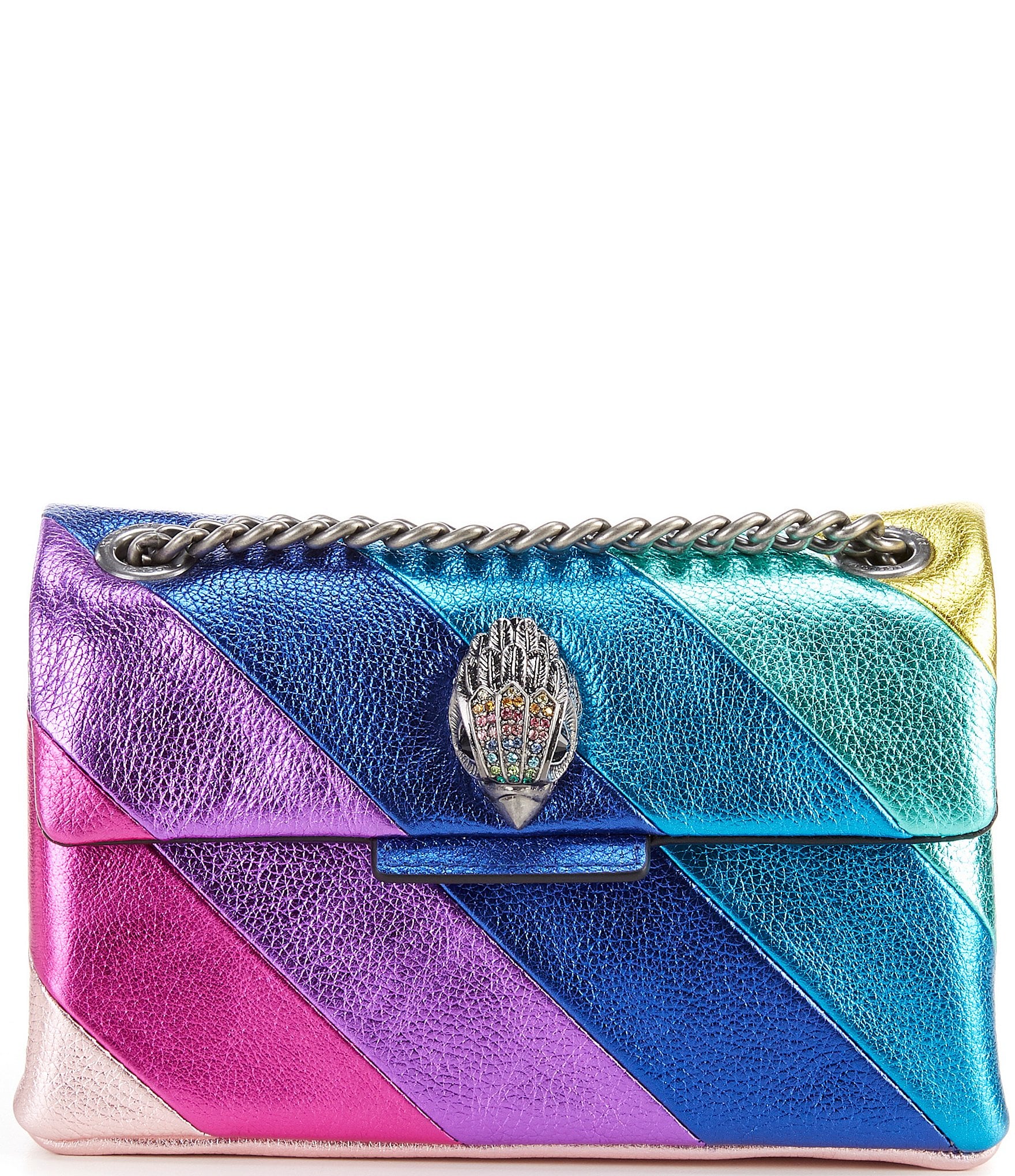 Kurt Geiger London Mini Kensington Metallic Rainbow Striped Crossbody Bag