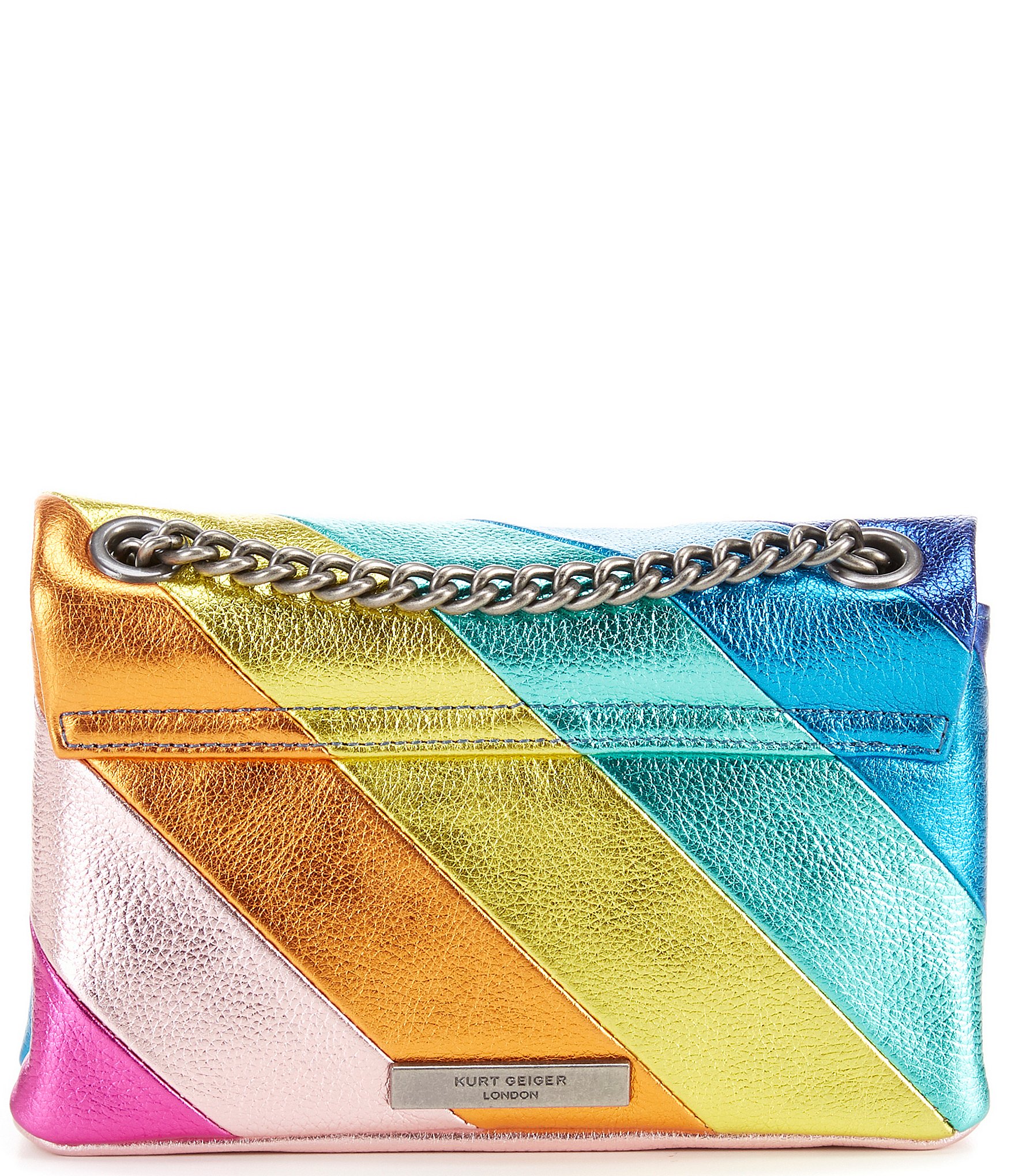 Kurt Geiger London Mini Kensington Metallic Rainbow Striped Crossbody Bag