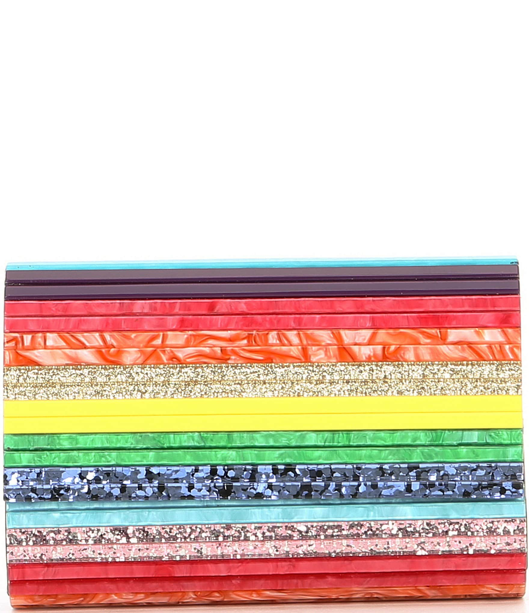 Kurt Geiger London Party Multi Stripe Rainbow Glitter Envelope Clutch