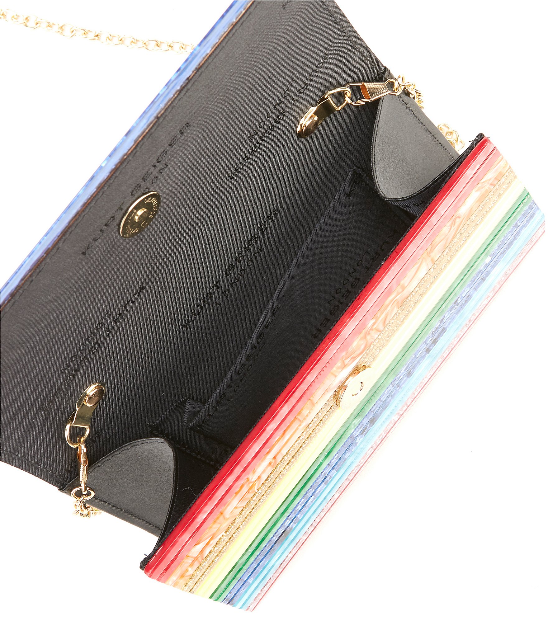 Kurt Geiger London Party Multi Stripe Rainbow Glitter Envelope Clutch