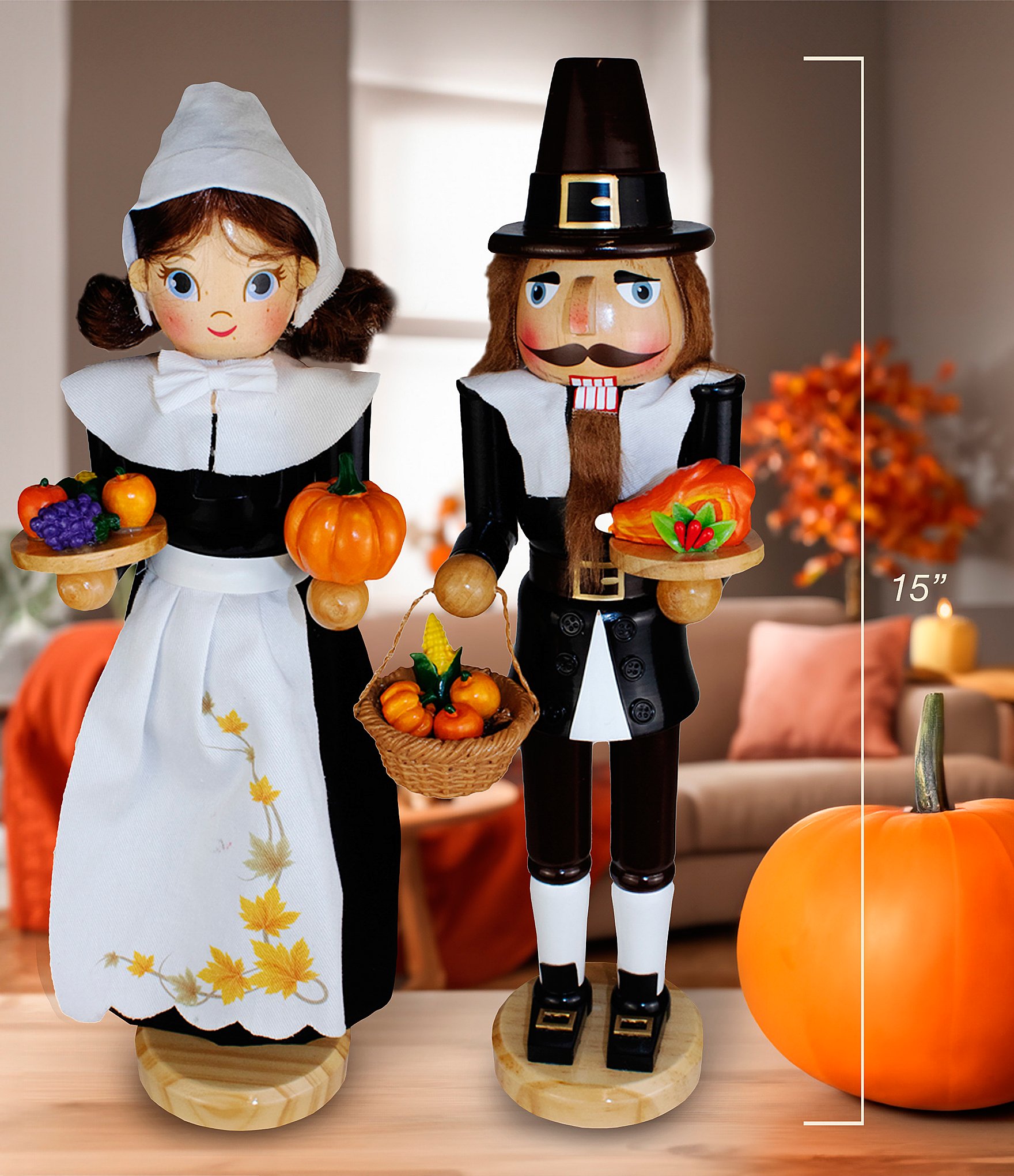 Kurt S. Adler 15#double; Pilgrim Man & Woman Nutcrackers, 2-Piece Set