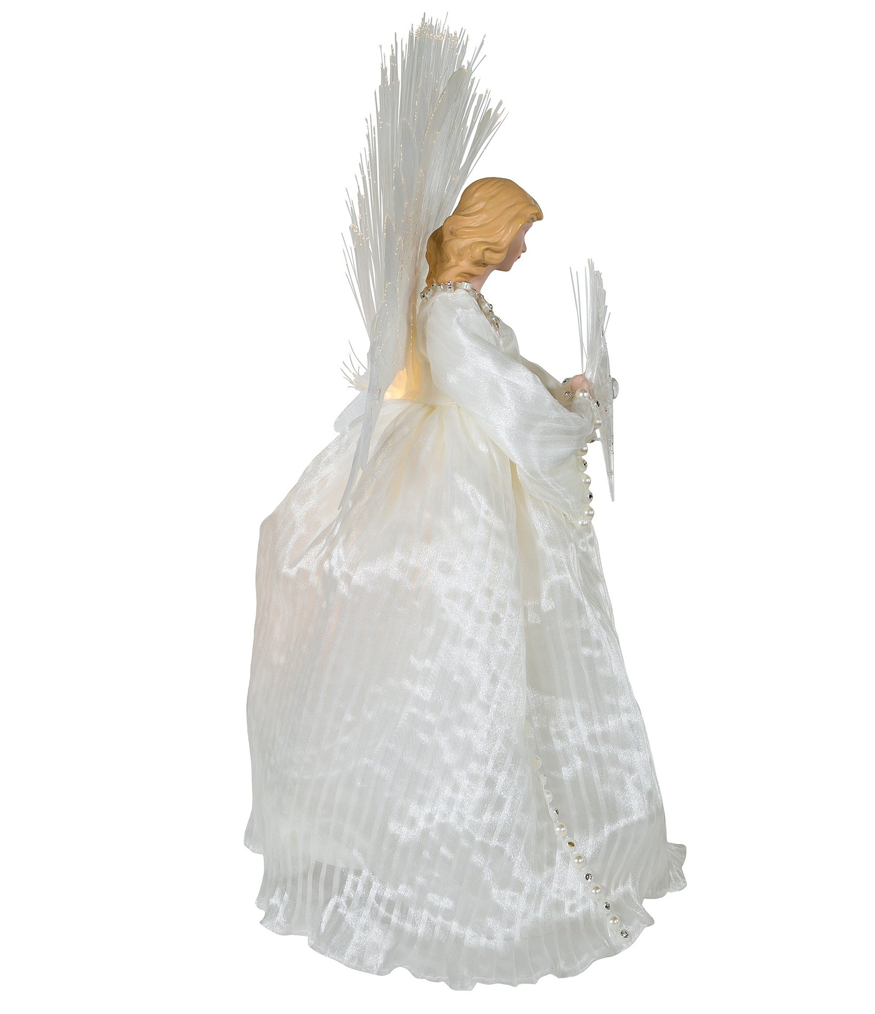 Kurt S. Adler 16#double;LED Fiber-Optic Ivory Angel Tree Topper