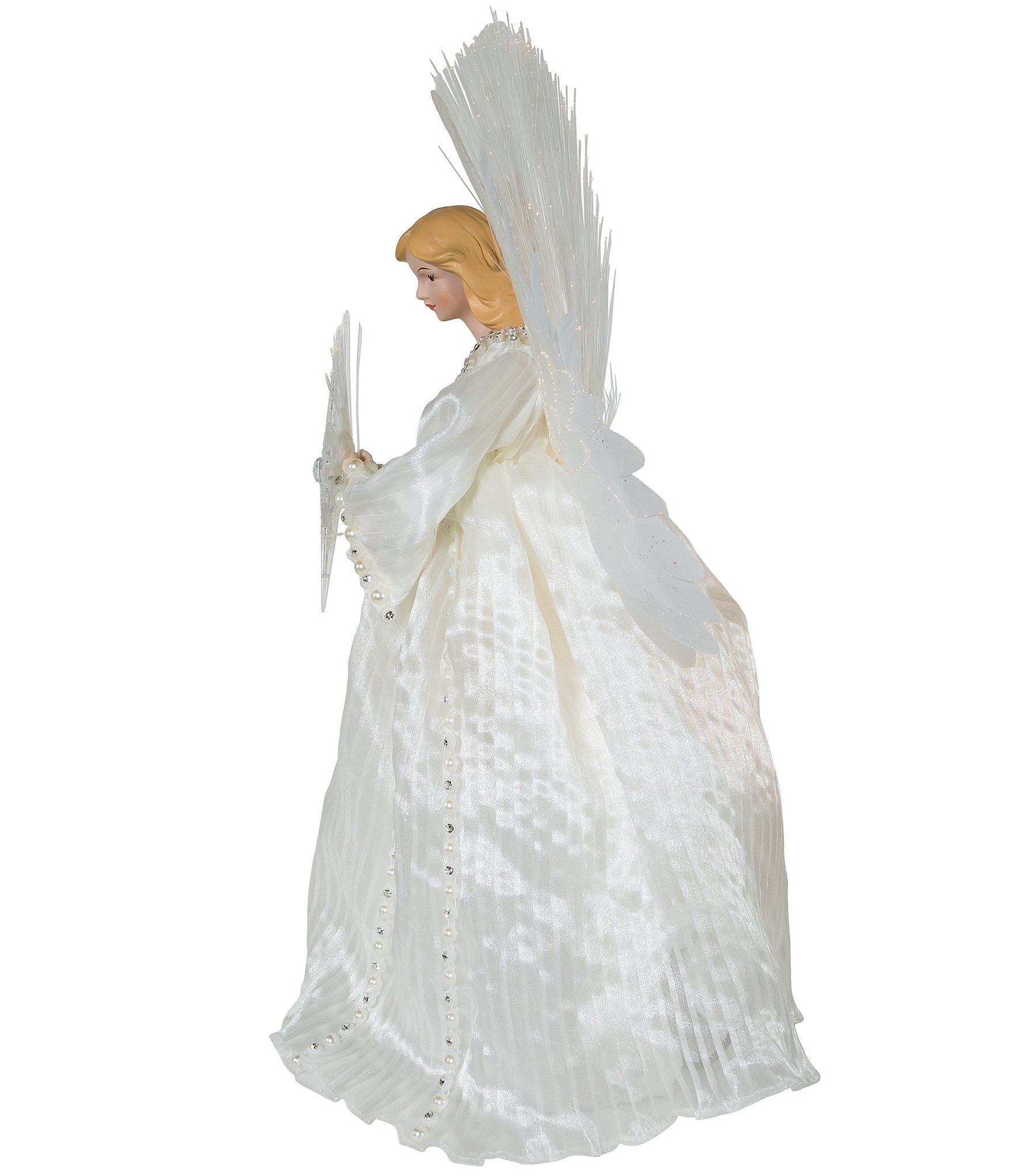Kurt S. Adler 16#double;LED Fiber-Optic Ivory Angel Tree Topper