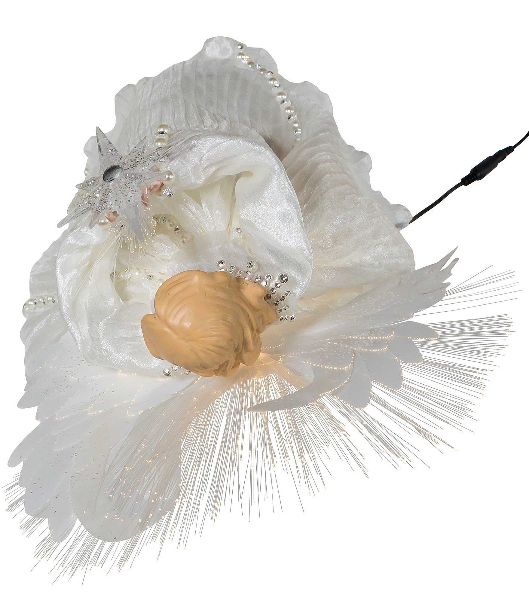 Kurt S. Adler 16#double;LED Fiber-Optic Ivory Angel Tree Topper