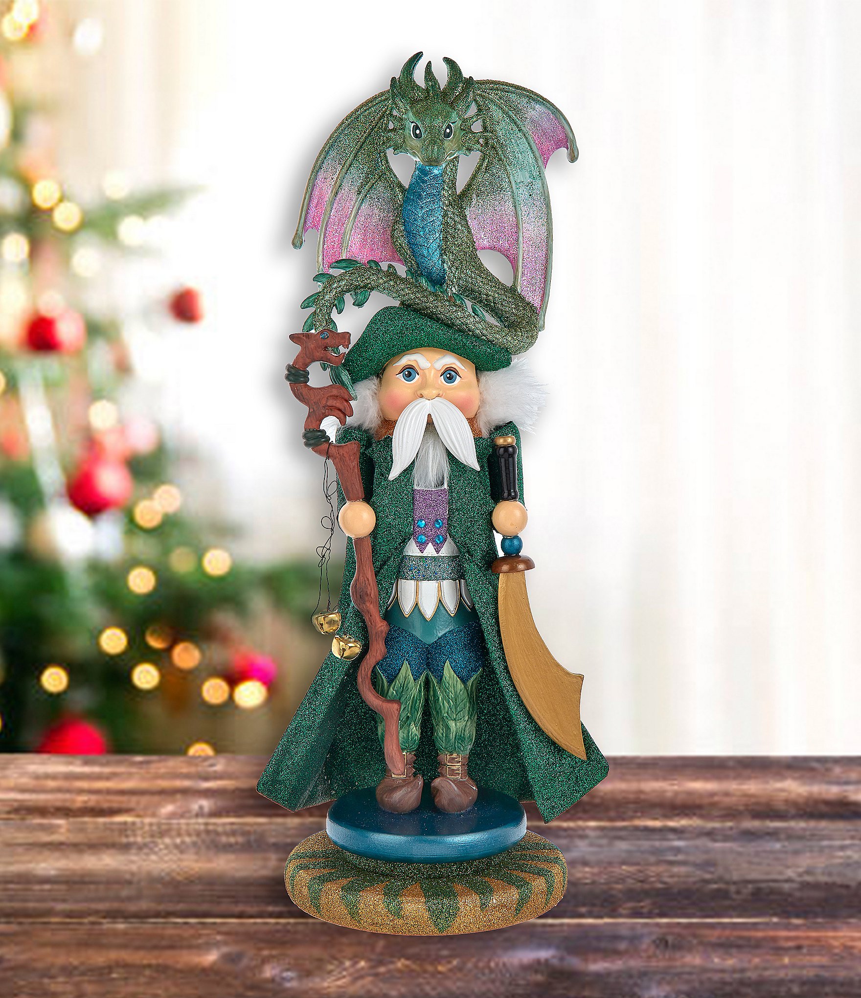 Kurt S. Adler 18#double; Hollywood Nutcrackers™ Wizard With Dragon Nutcracker Figurine
