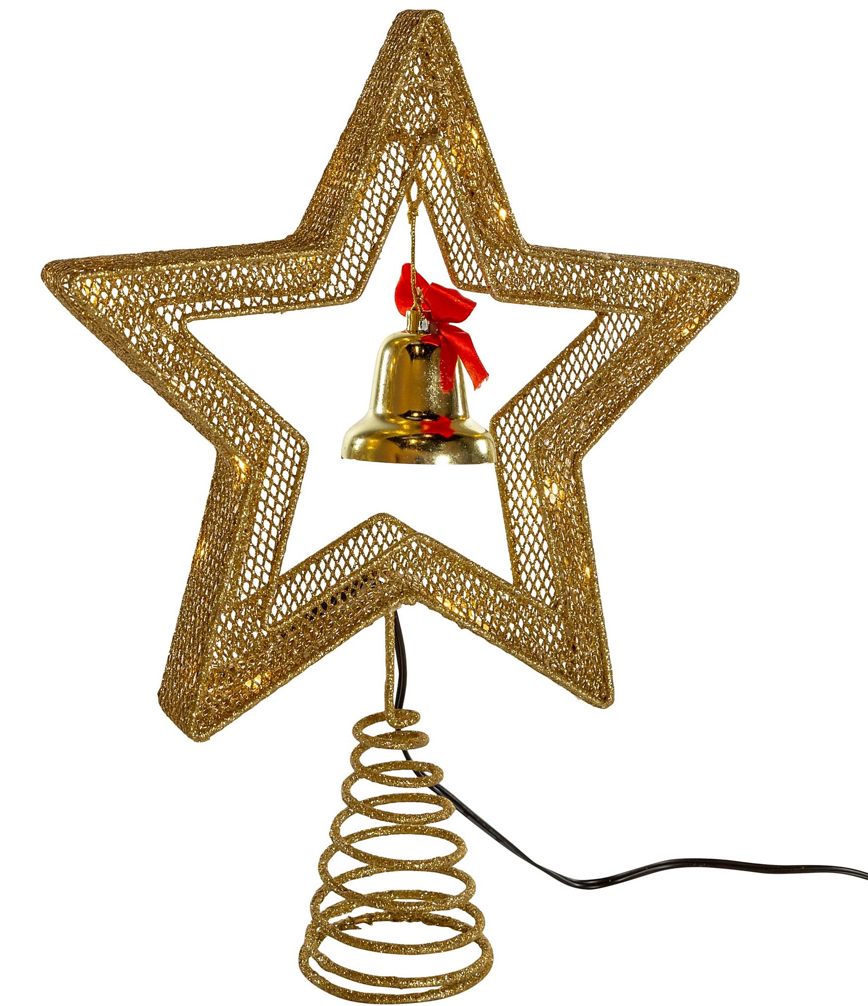 Kurt S. Adler 45-light Gold Star Tree Topper With Bell 