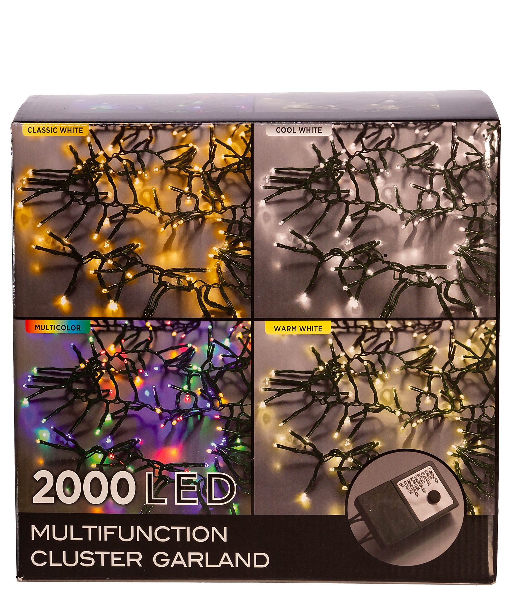 Kurt S. Adler 65' 2,000L Classic White LED Multifunction Connectible Cluster Garland