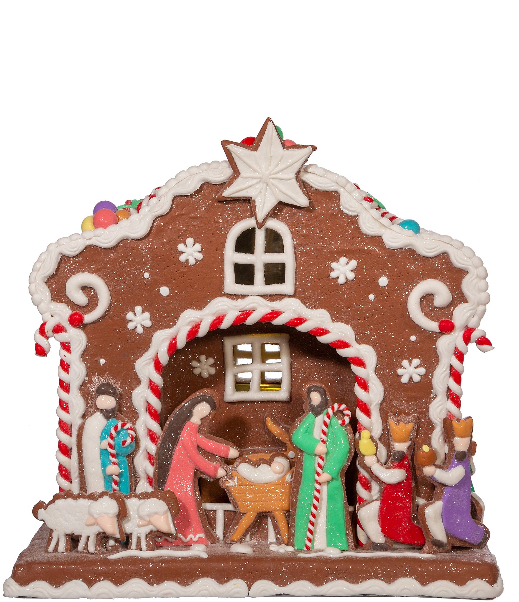 Kurt S. Adler Battery-Operated Light Up Nativity Gingerbread House ...