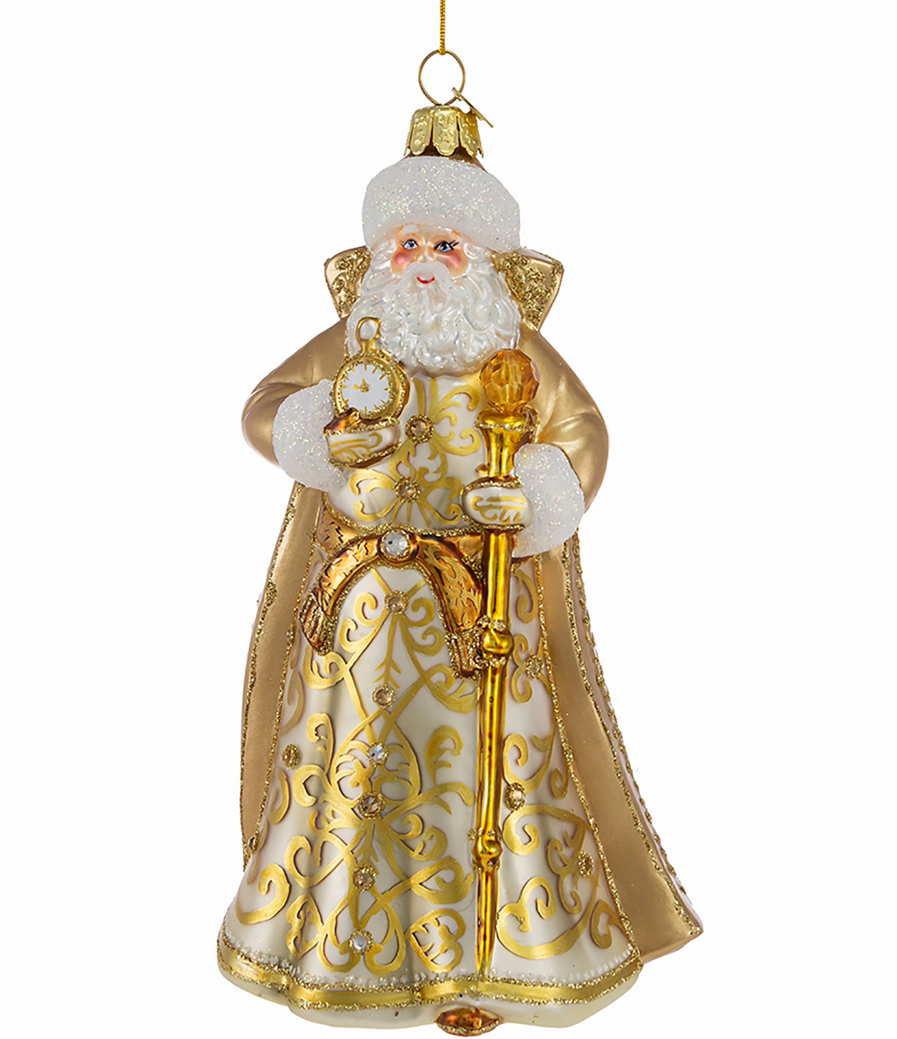 Kurt S. Adler Bellisimo Glass Collection Elegant Gold Santa Ornament 