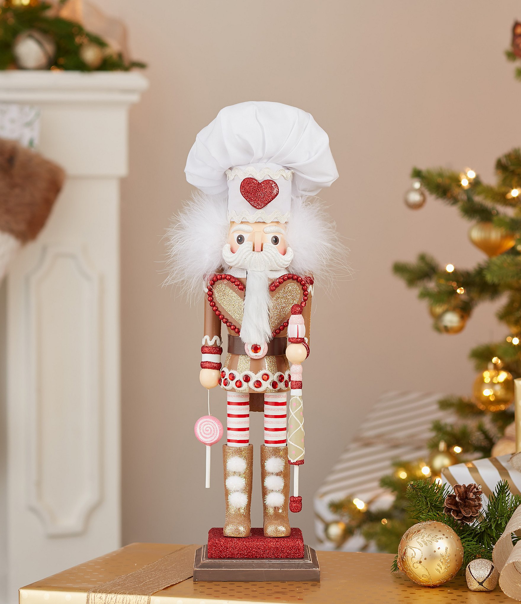 Kurt S. Adler Hollywood™ Collection Red and Pink Gingerbread Chef Nutcracker, 18#double;