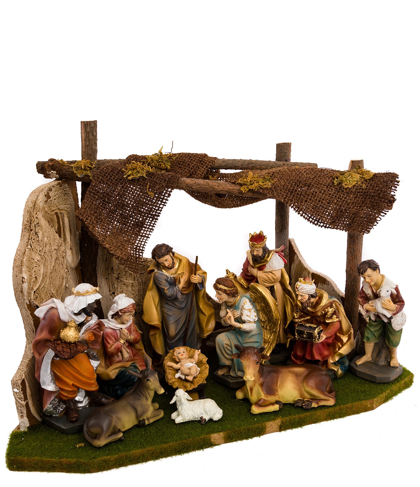 Kurt S. Adler Set of 11 Figurines and Stable Nativity Set