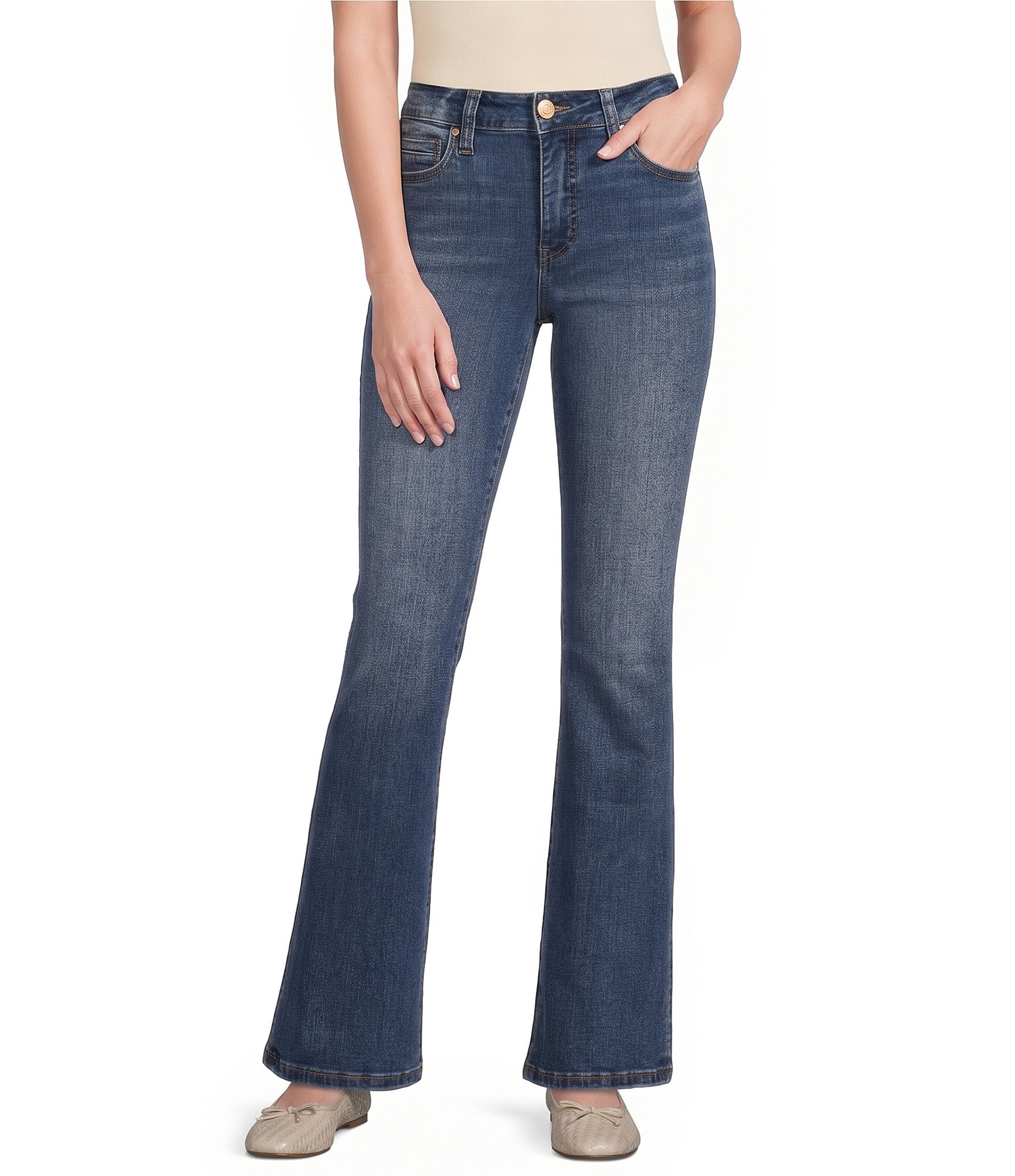 KUT from the Kloth Petite Size Natalie High Rise Bootcut Raw Hem Jeans