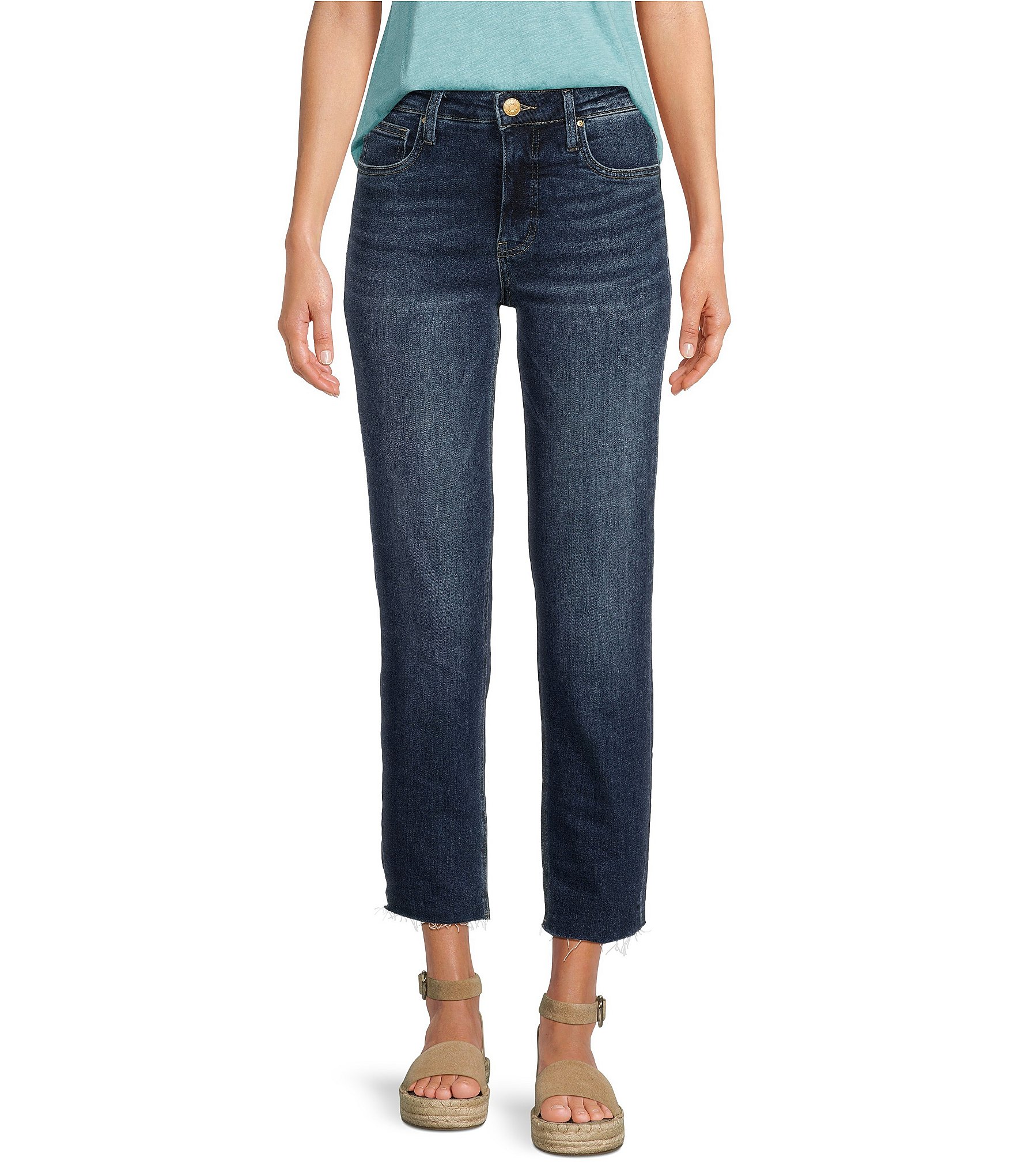 Kut From The Kloth Rachael High Rise Straight Leg Raw Hem Kut From The Kloth Rachael High Rise Straight Leg Raw Hem