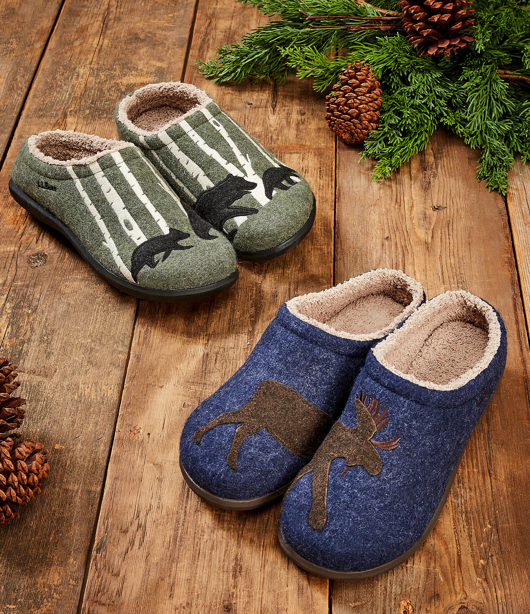 L.L.Bean Men's Daybreak Moose Motif Slippers