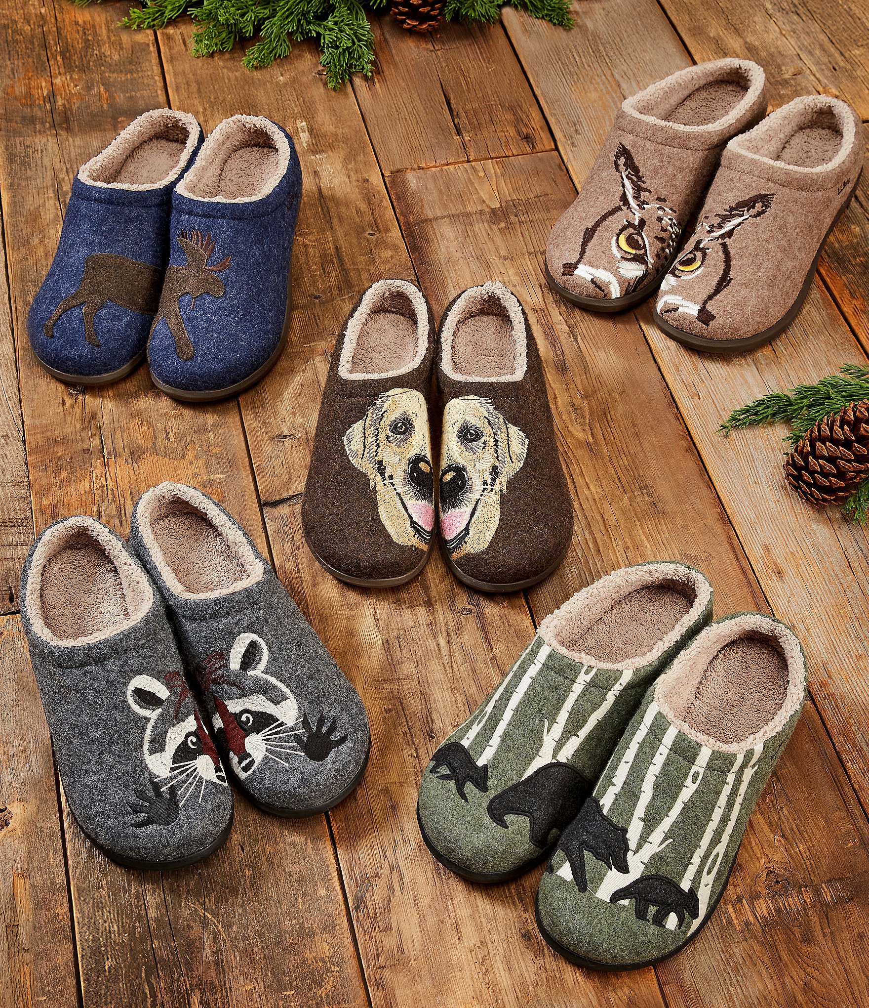 L.L.Bean Men's Daybreak Raccoon Motif Slippers