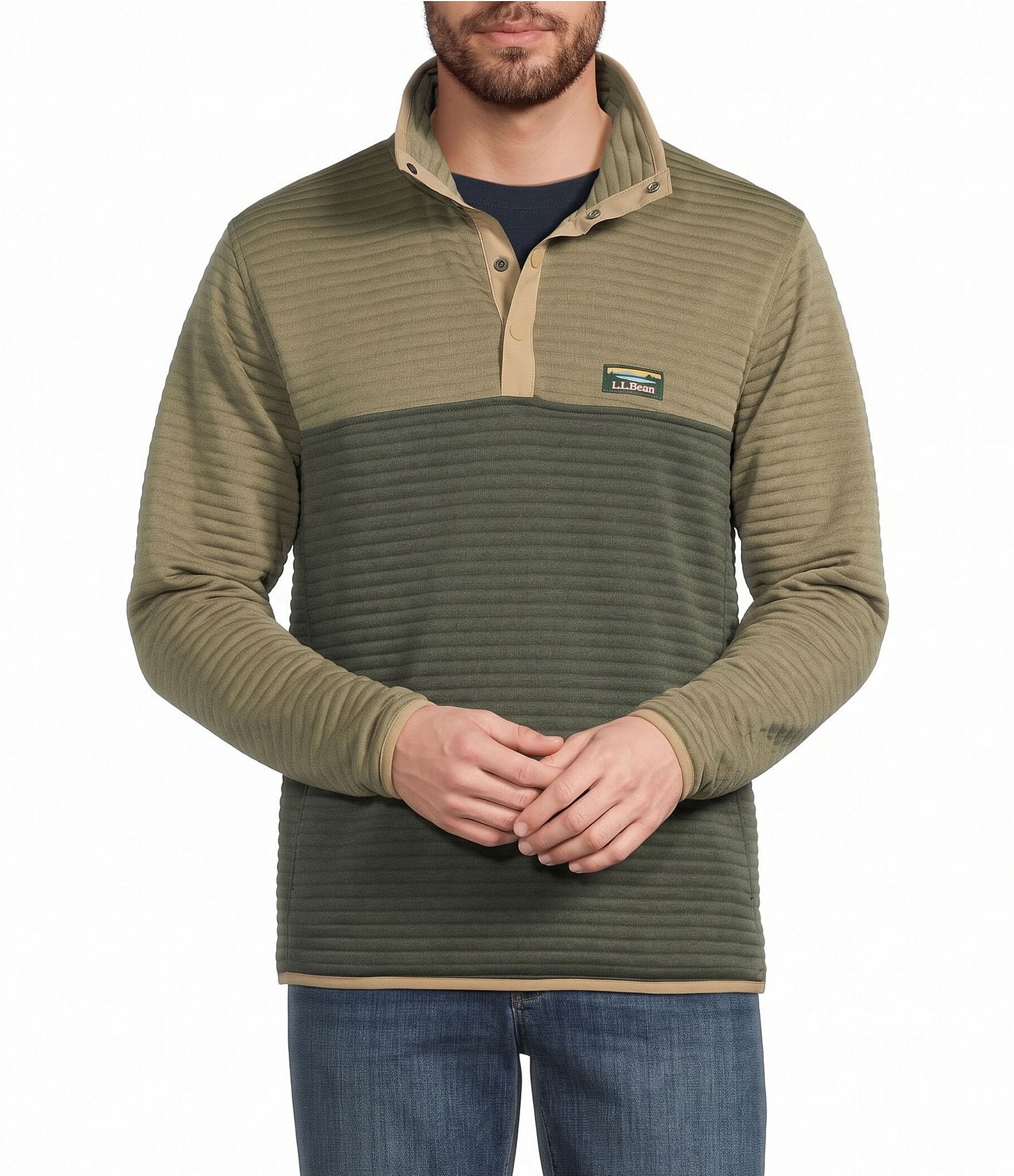 L.L.Bean Airlight Knit Color Block Pullover