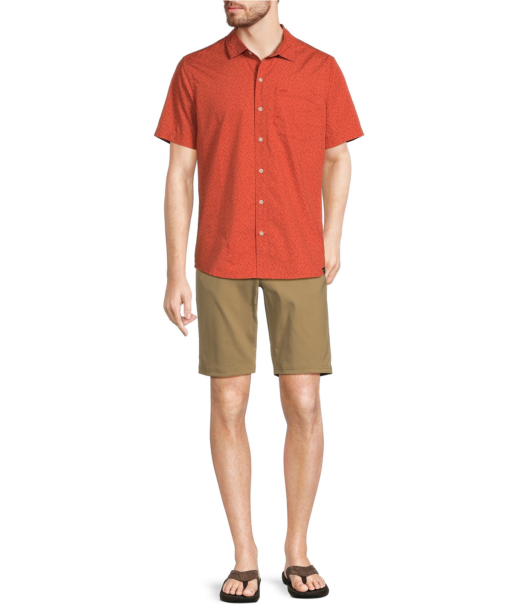 L.L.Bean All-Adventure Crosshatch Printed Short Sleeve Shirt