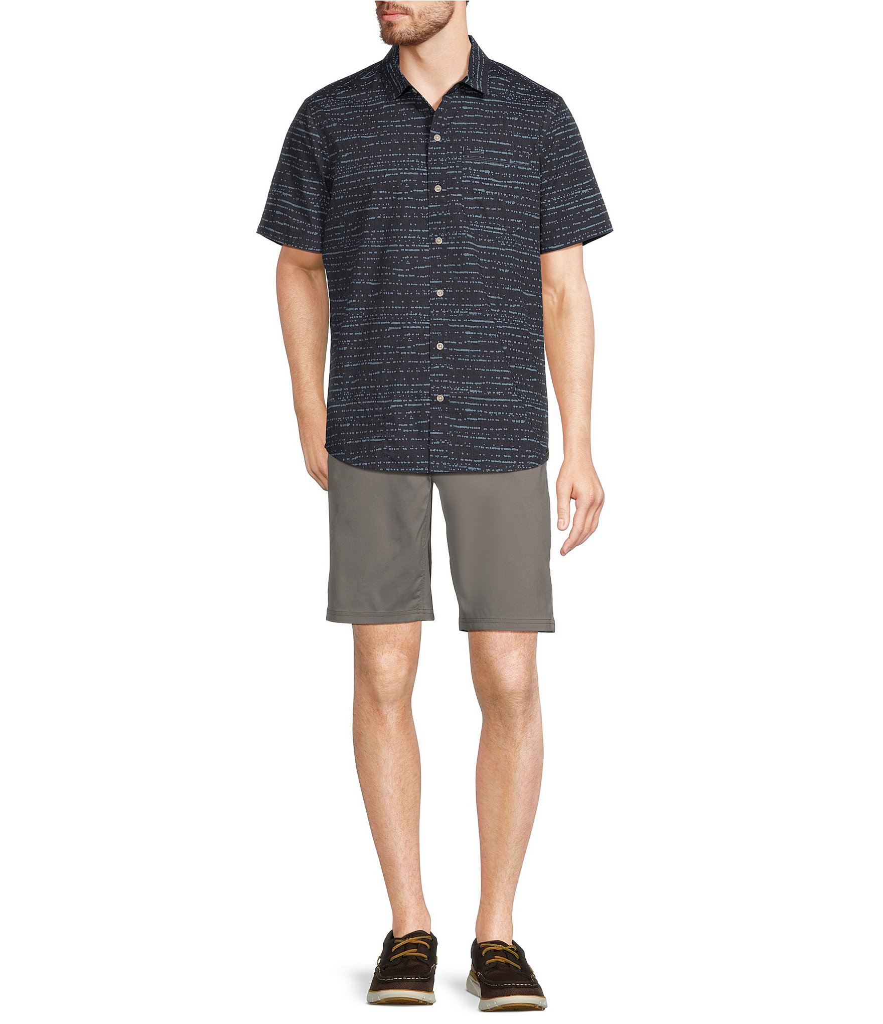 L.L.Bean All-Adventure Dotted Print Short Sleeve Shirt