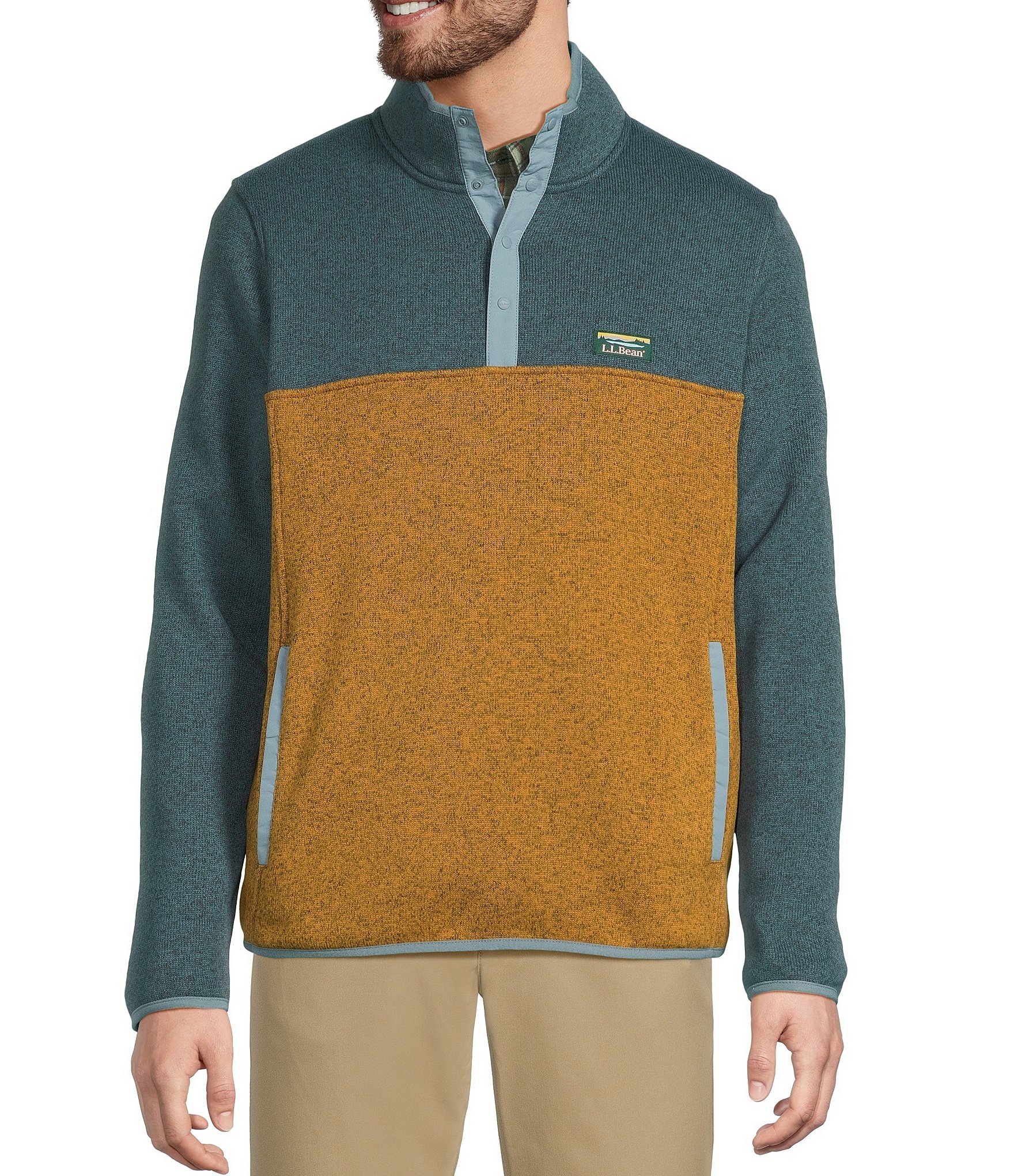 L.L. Bean Color Block Sweater Fleece Pullover