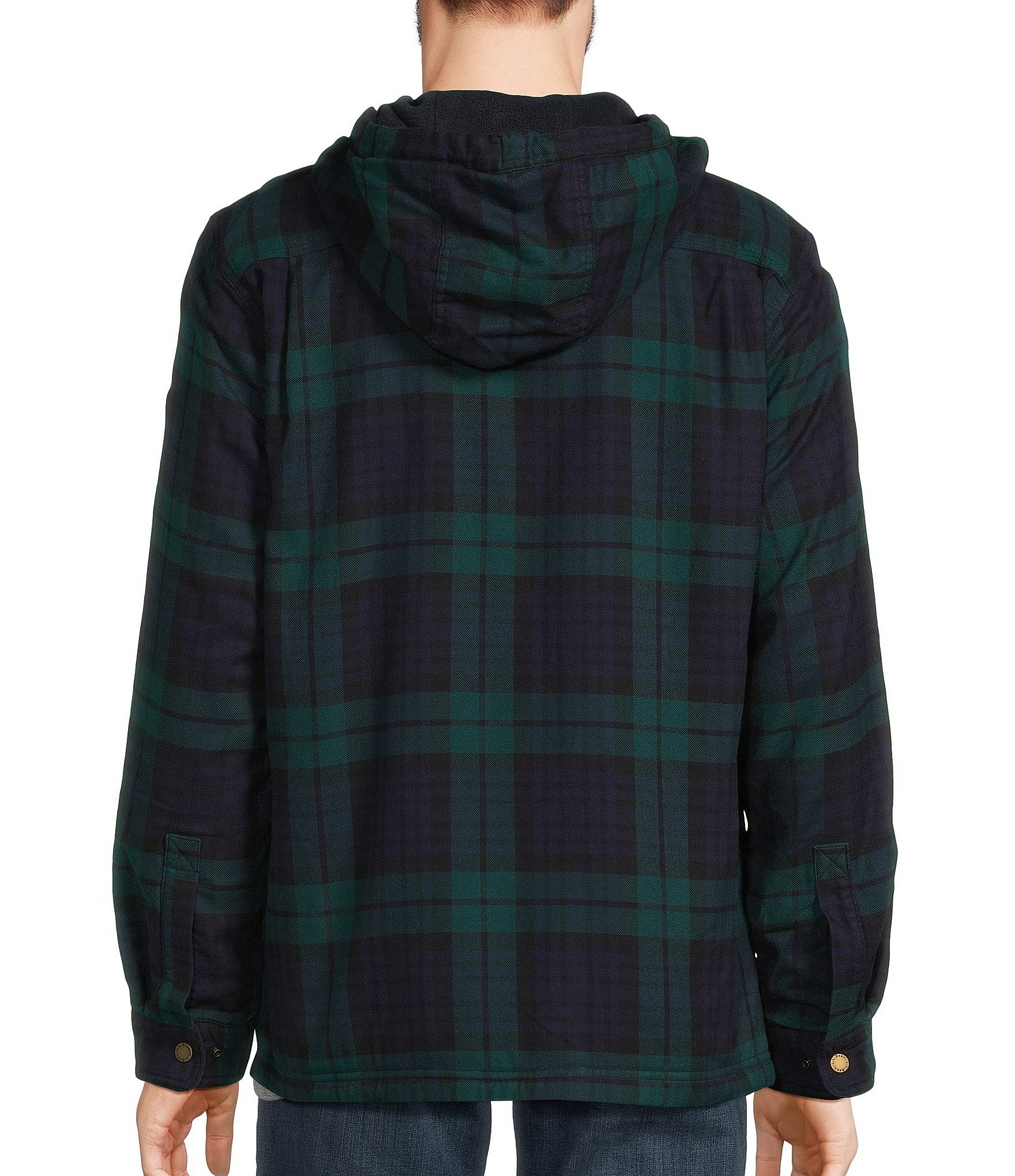 L.L.Bean Fleece-Lined Flannel Snap-Front Hoodie