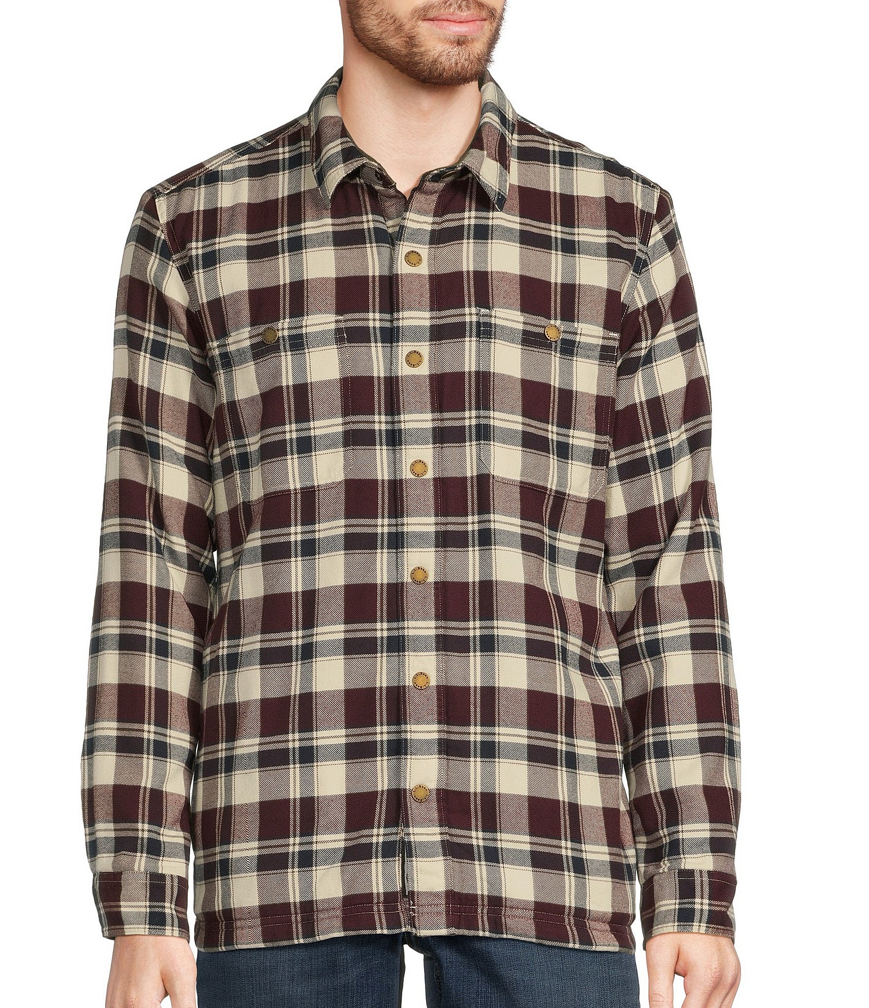Mens Plaid Flannel Shacket Jacket Sherpa Fleece Lined Cpo Sanp Button Down  Flannel Work Shirt Long Sleeved Grey S : : Clothing, Shoes &  Accessories