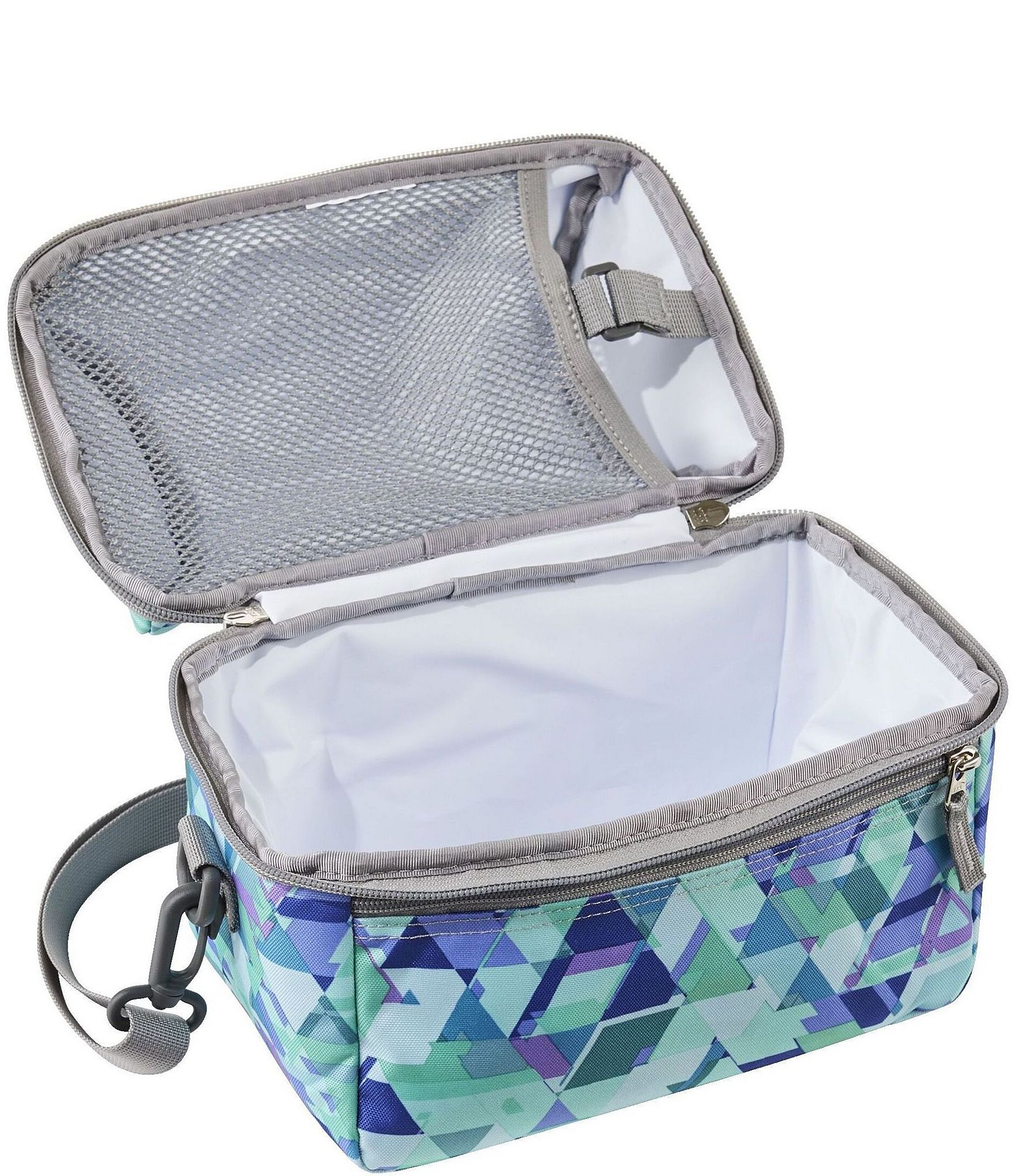 L.L.Bean Flip-Top Fresh Mint Prism Print Lunch Box