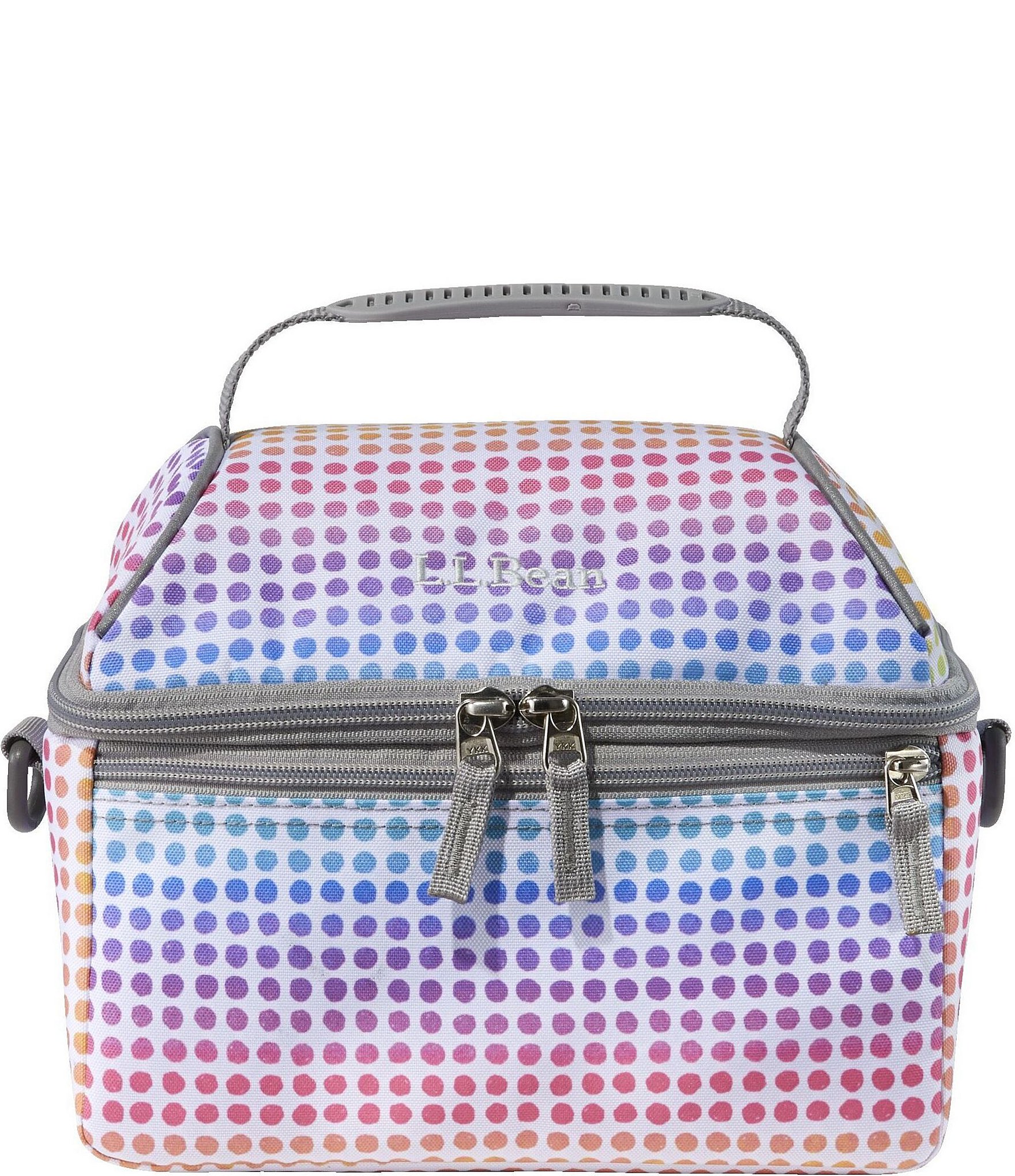 L.L.Bean Flip-Top Rainbow Dotted Print Lunch Box