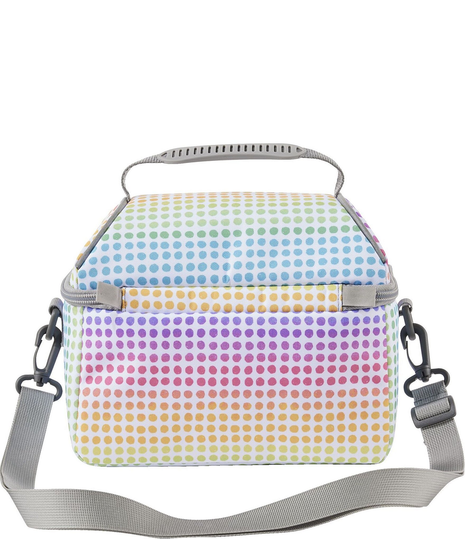 L.L.Bean Flip-Top Rainbow Dotted Print Lunch Box