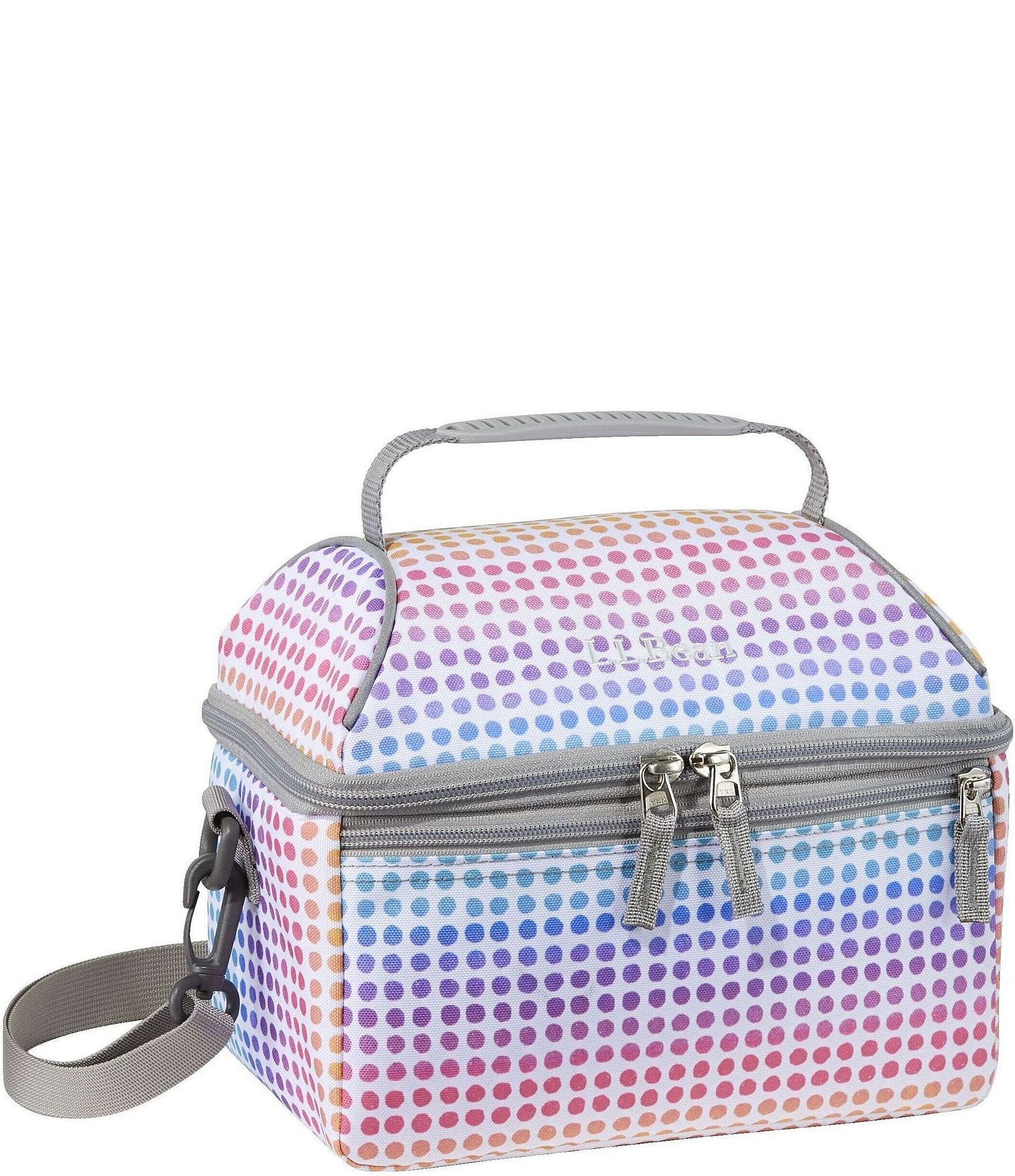 L.L.Bean Flip-Top Rainbow Dotted Print Lunch Box