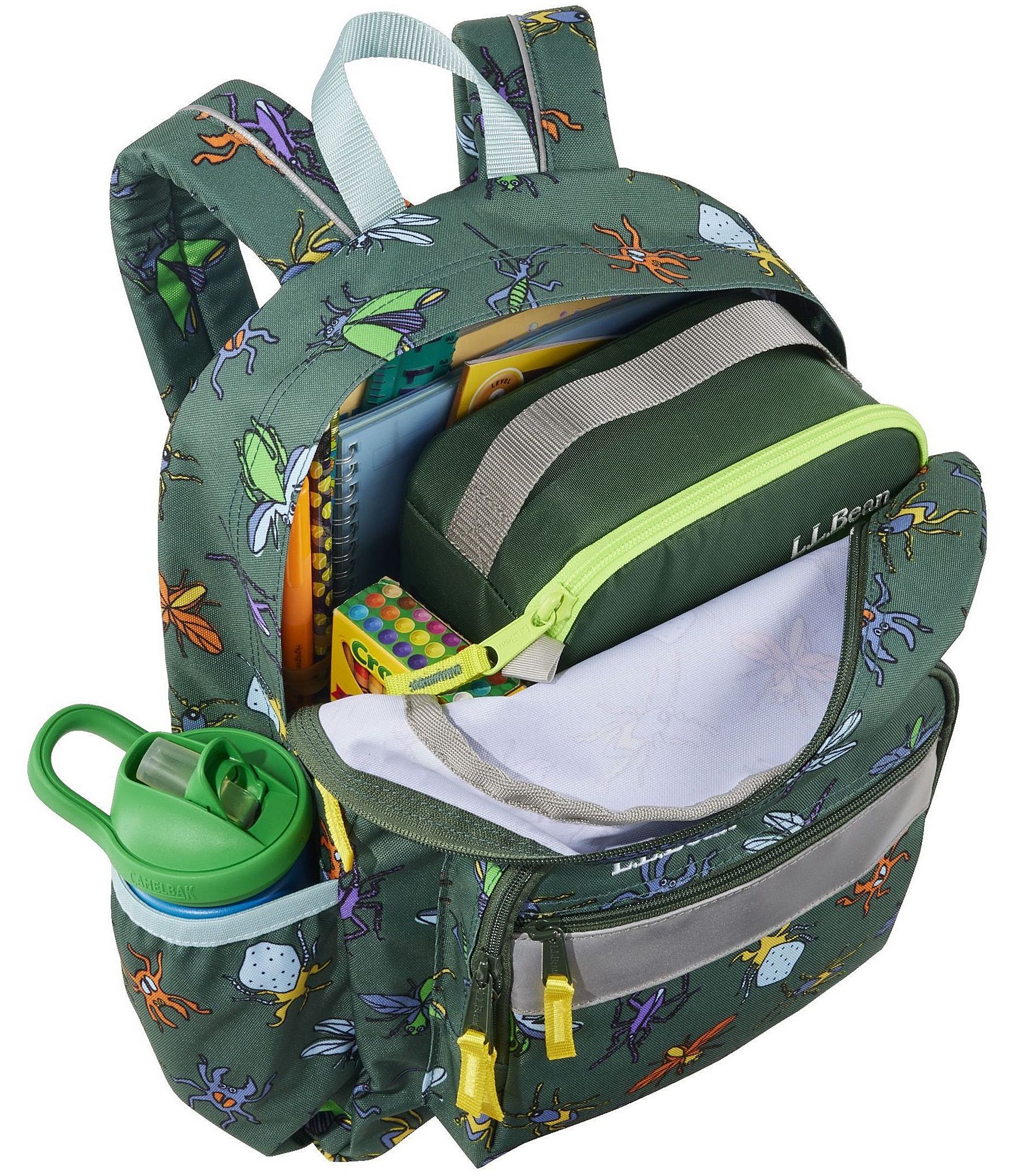 L.L.Bean Junior Original Pinewood Green Bug Printed Book Pack, 16L