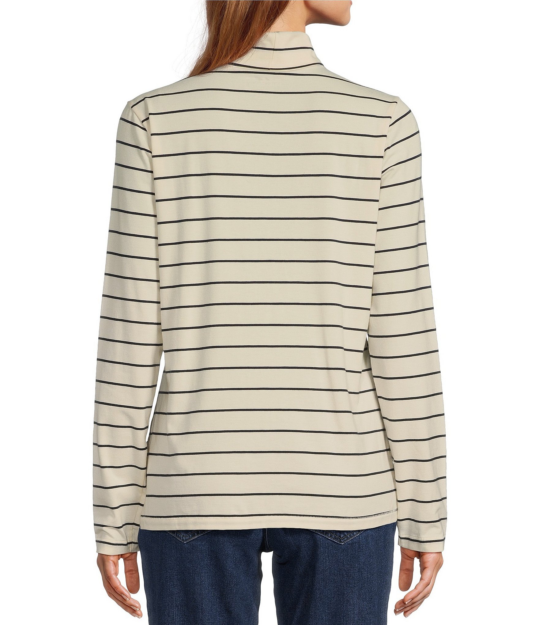 L.L.Bean Knit Turtleneck Horizontal Stripe Long Sleeve Tee