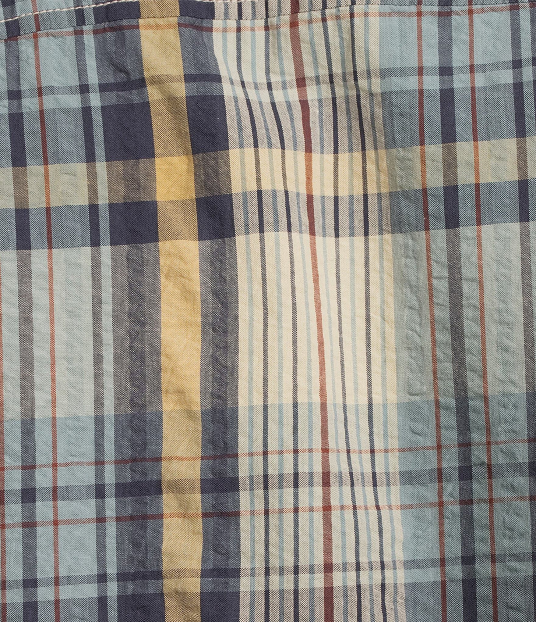 L.L.Bean Madras Bright Plaid Seersucker Short Sleeve Shirt