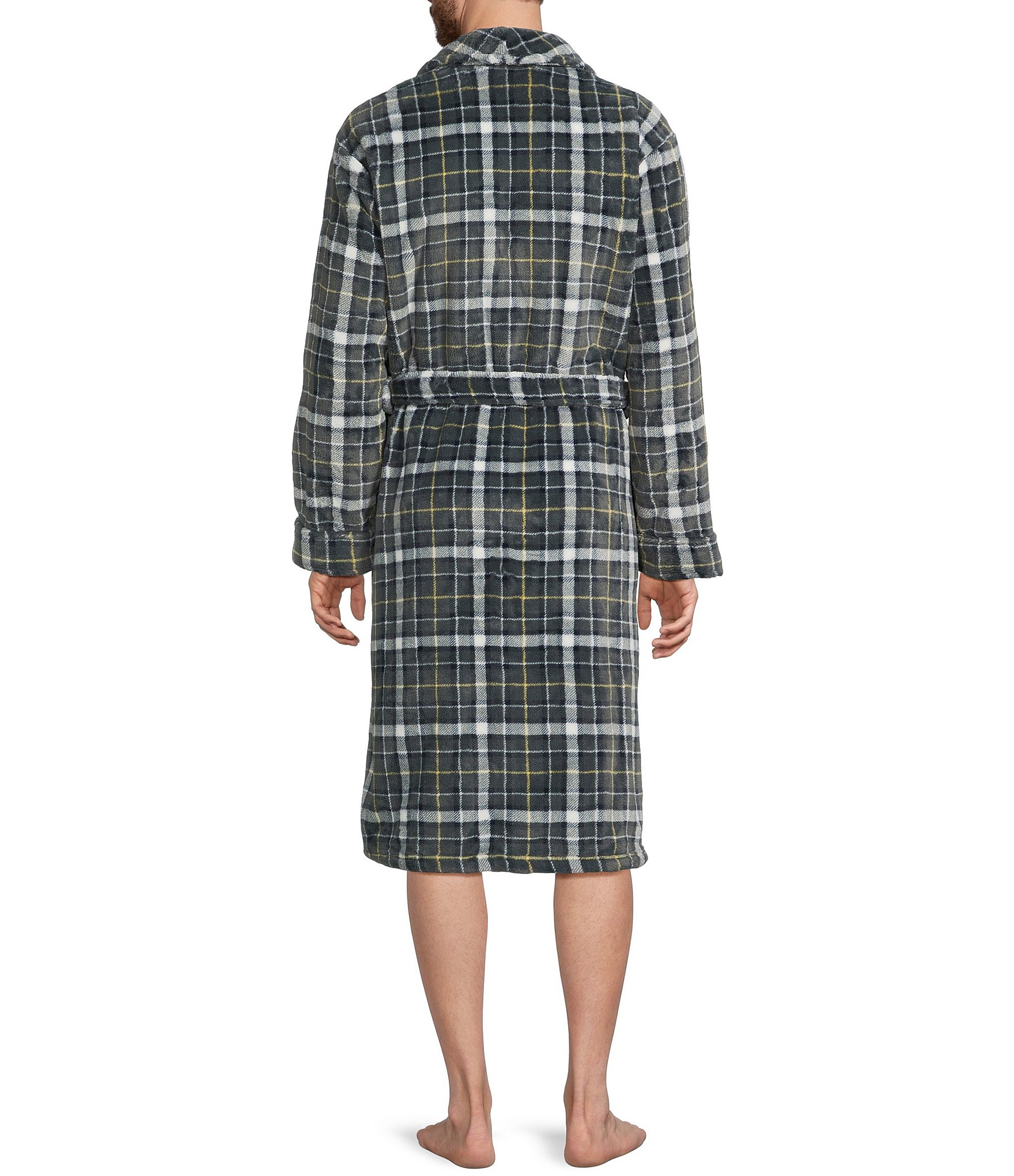 L.L.Bean Men's Wicked Plush Plaid Print Robe