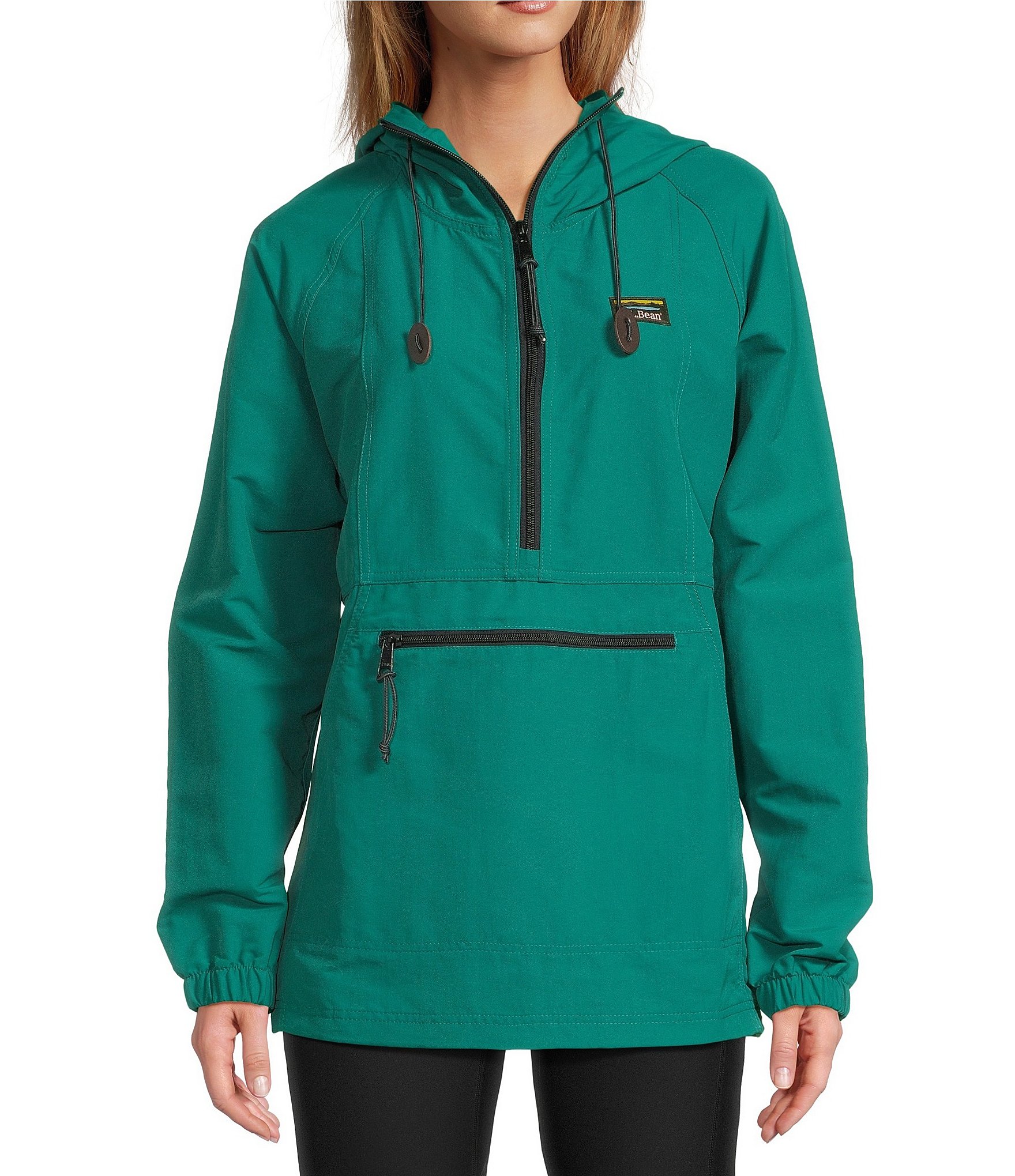 L.L.Bean Mountain Classic Anorak Stand Collar Long Sleeve Kangaroo Pocket Quarter-Zip Pullover Jacket
