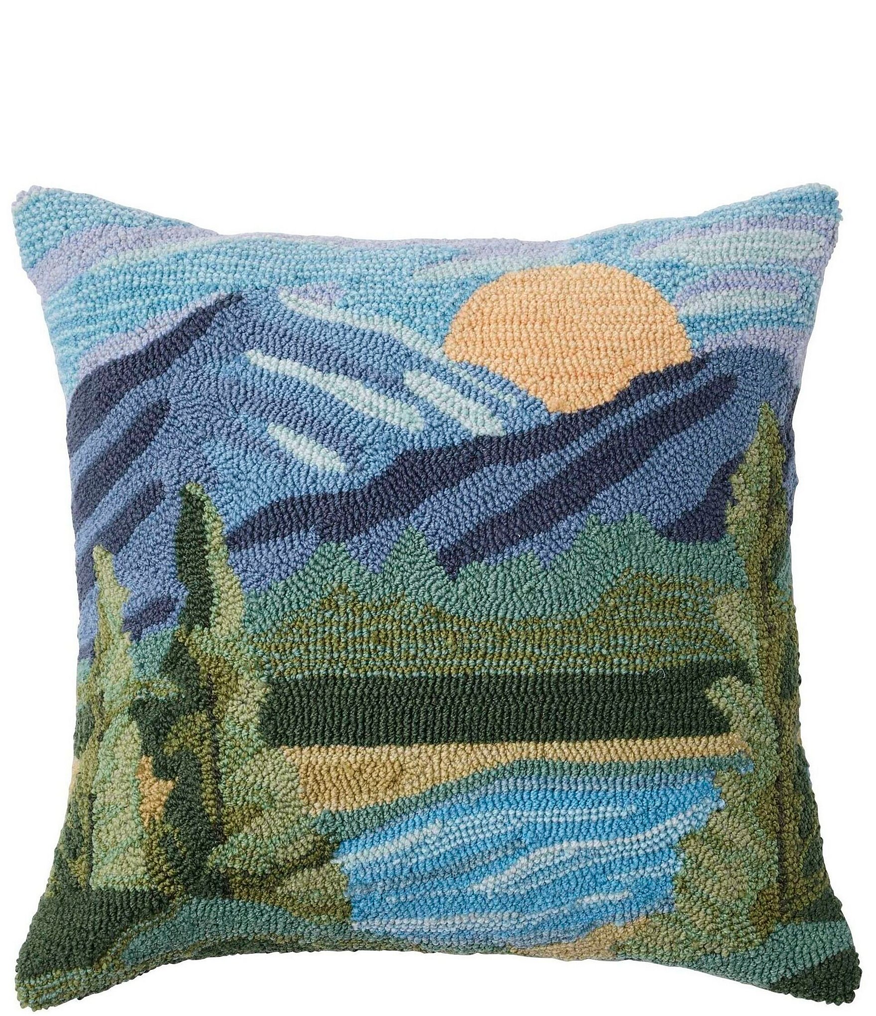 L.L.Bean Mountain Horizon Indoor/Outdoor Hooked Square Pillow