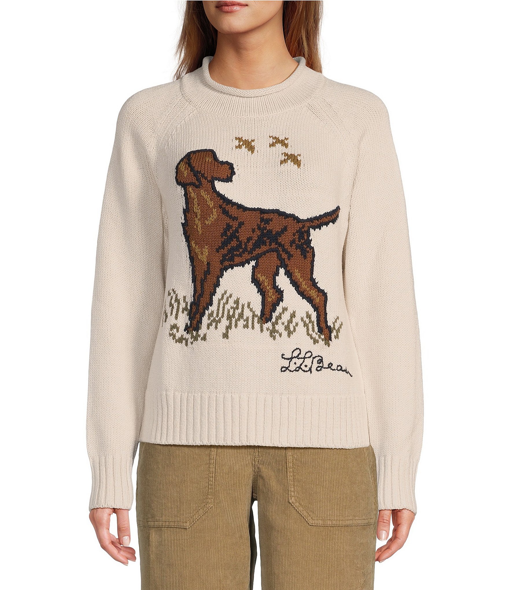 L.L.Bean Signature Original Heritage Rollneck Raglan Long Sleeve Pullover Novelty Sweater Dillard s