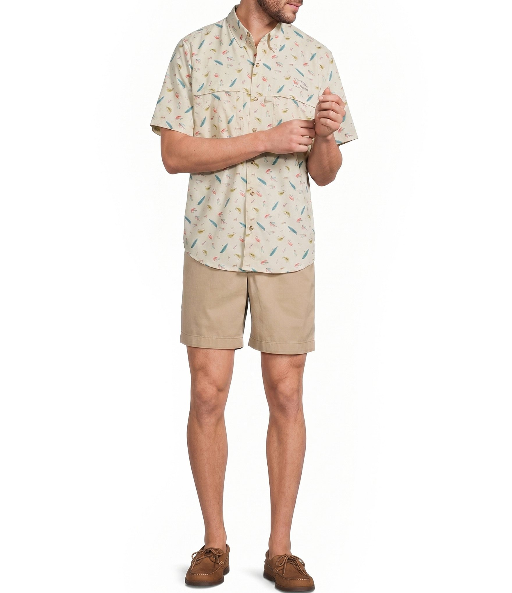 L.L.Bean Tropicwear Printed Short Sleeve Woven Shirt