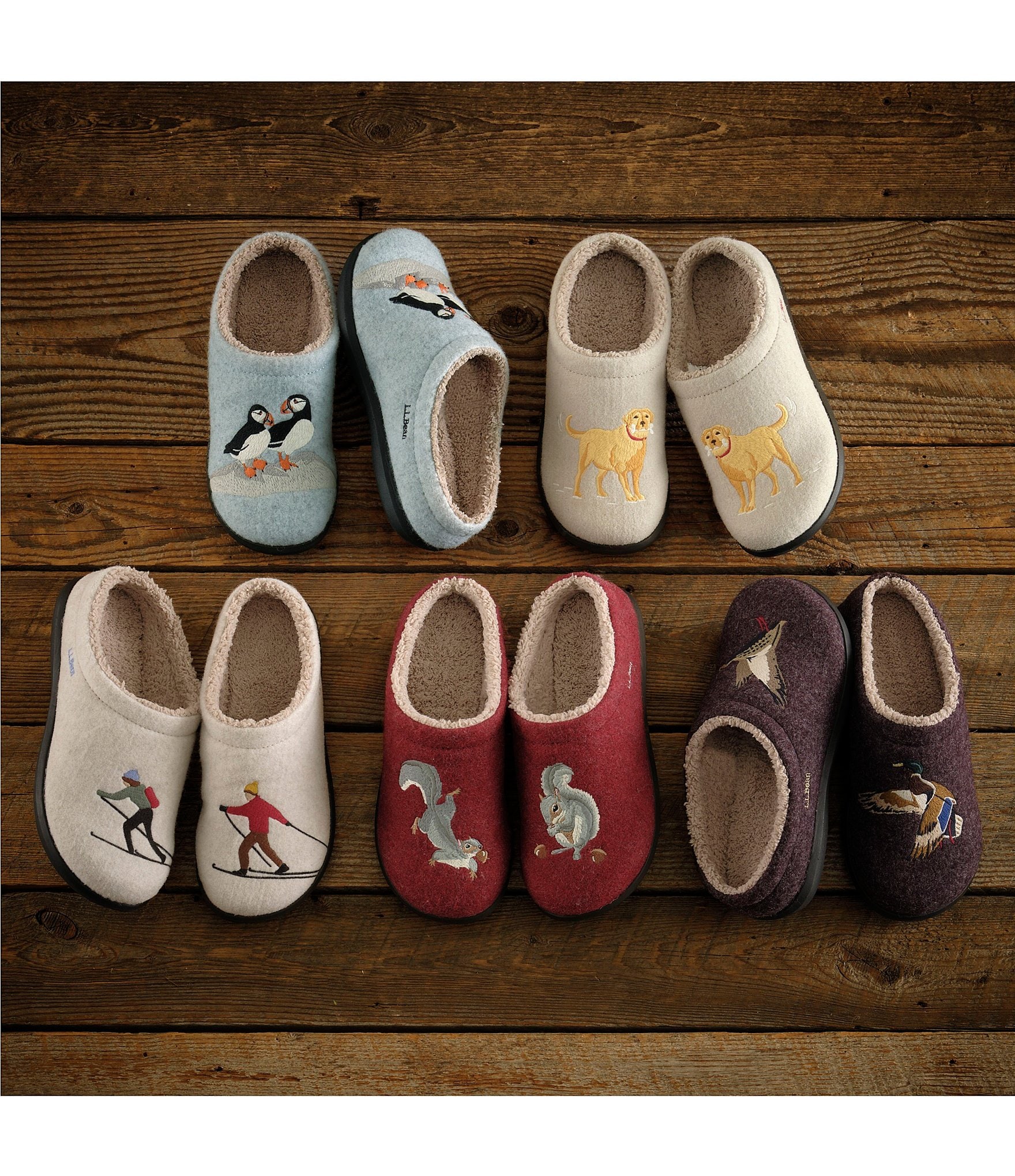 L.L.Bean Women's Daybreak Scuff Motif Puffin Slippers