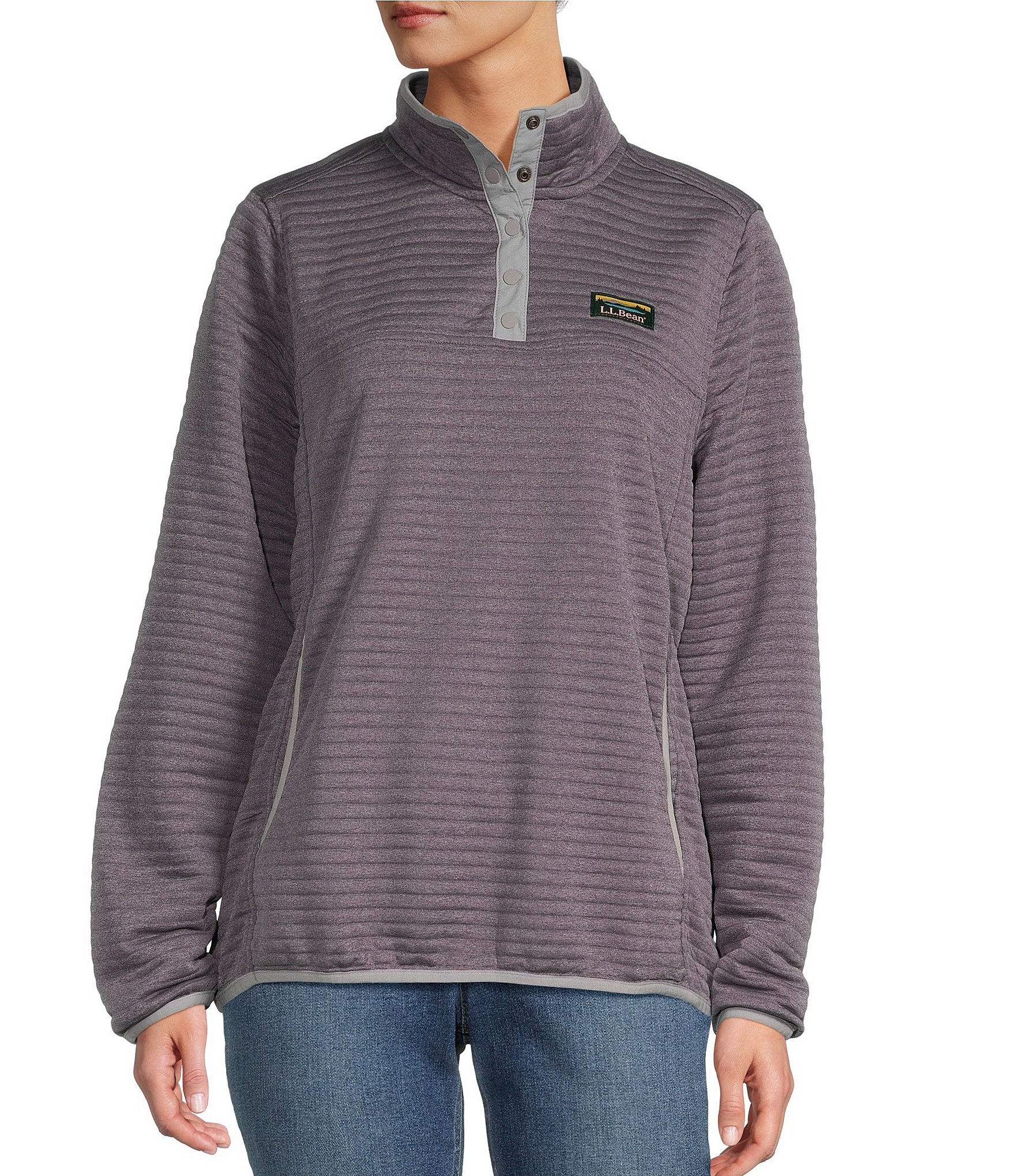 L.L.Bean Woven Thermal Efficient Airlight Knit Pullover Dillard s