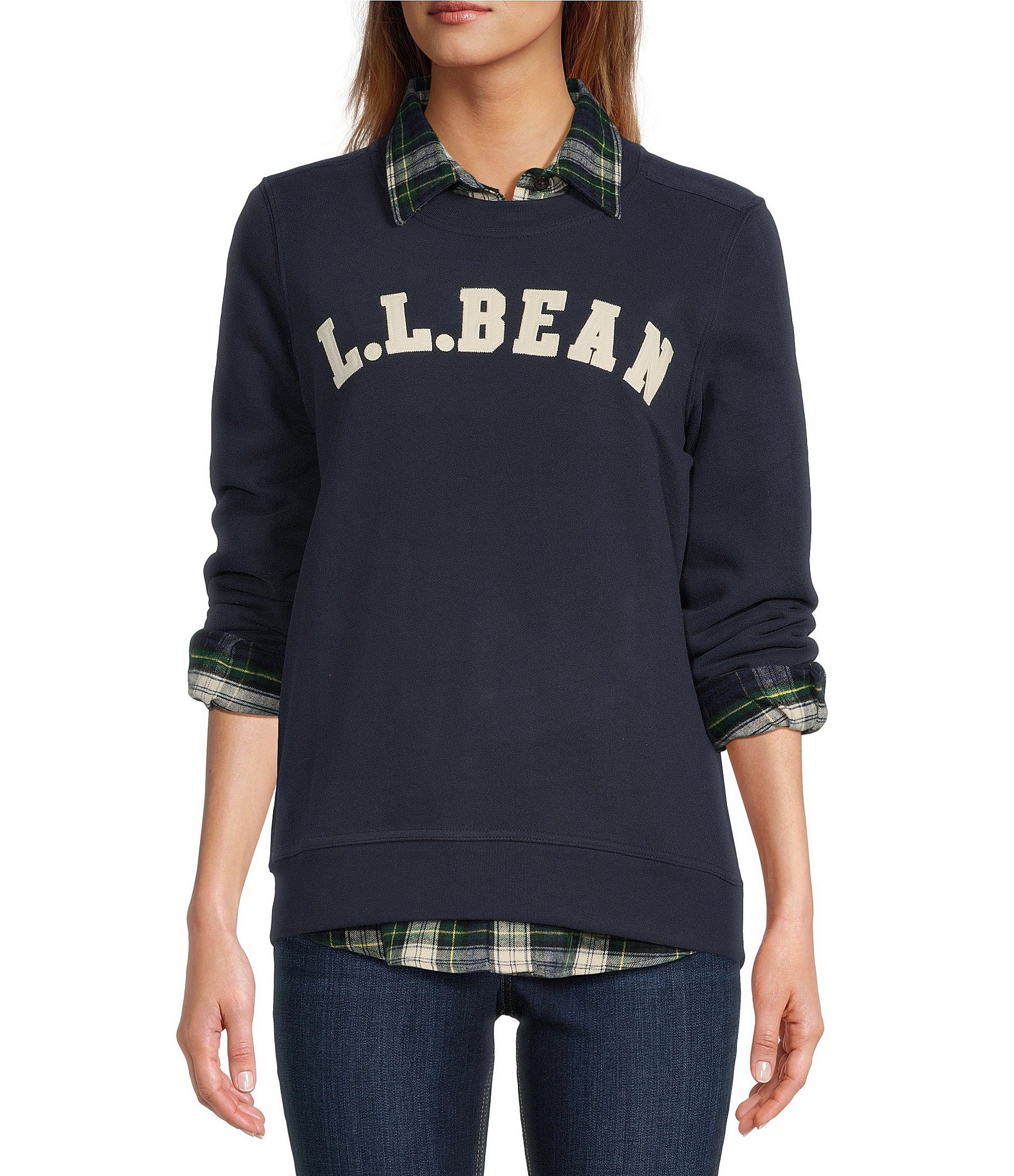 L.L.Bean®1912 Soft & Cozy Crew Neck Long Sleeve Logo Detail Sweat