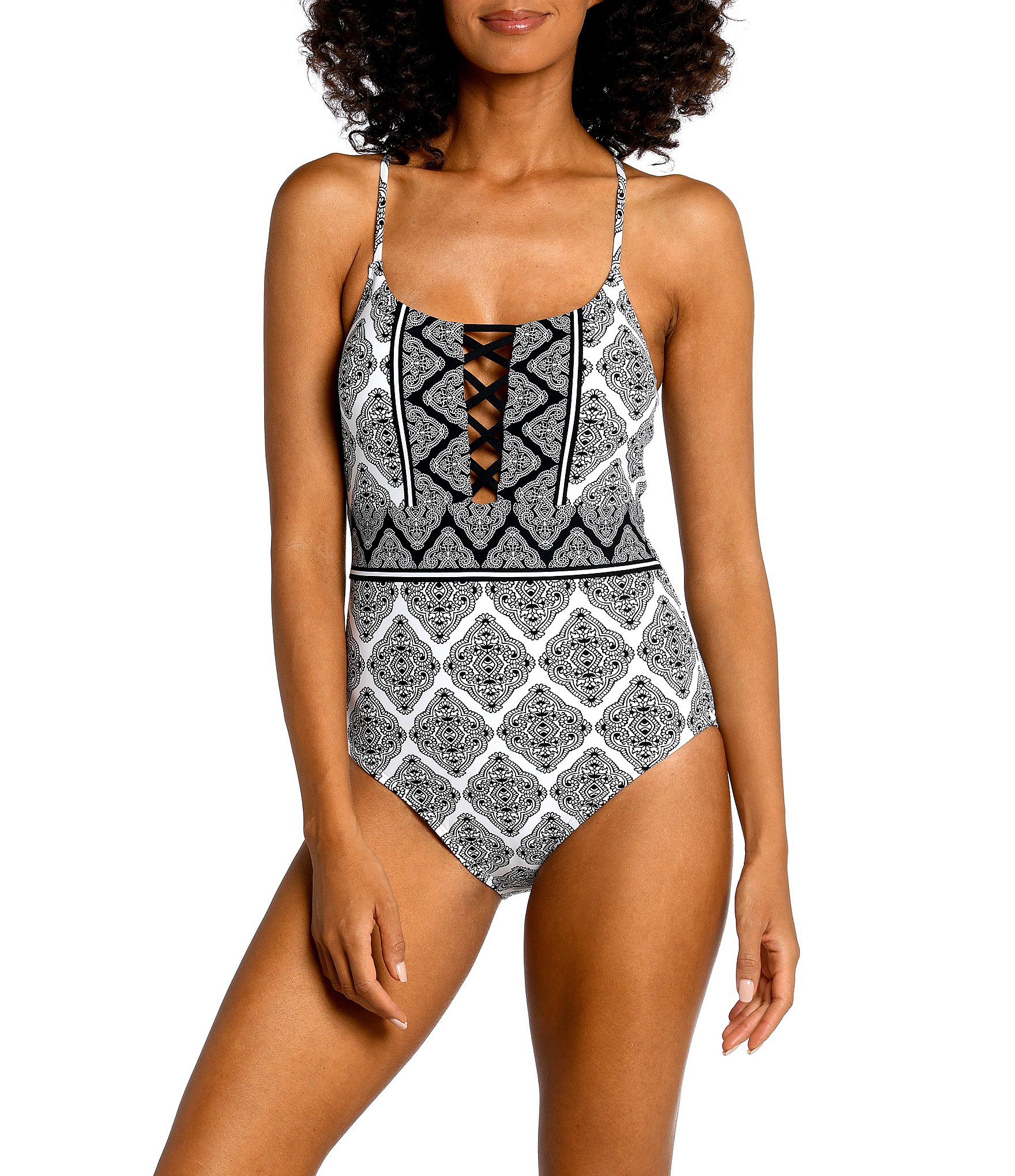 la blanca lace up one piece