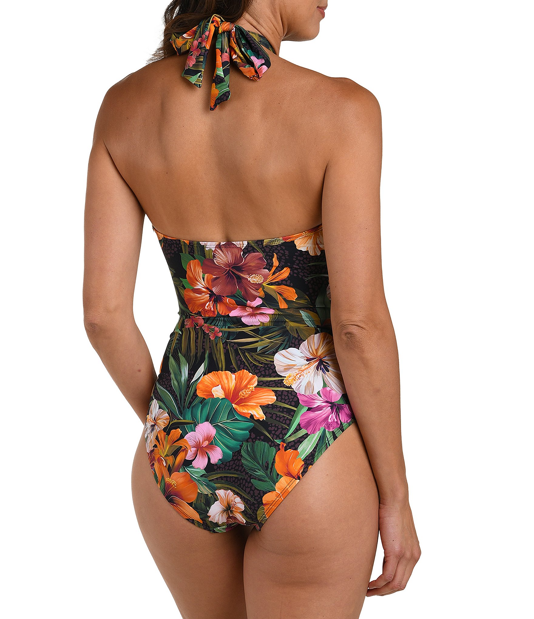 La Blanca Tropical Hideaway High Neck Keyhole Halter One Piece Swimsuit