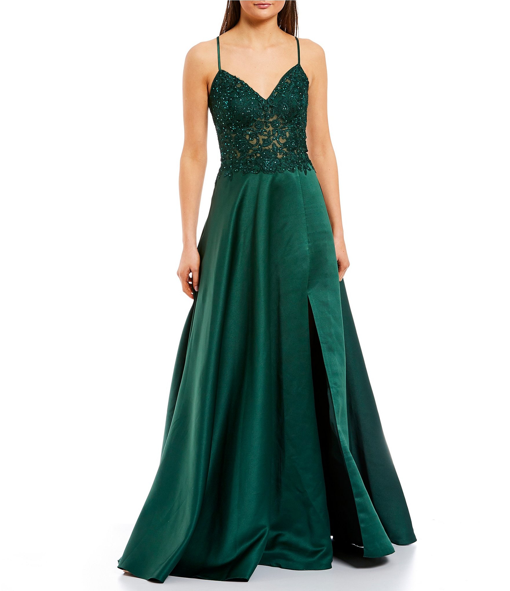 dillards green dress