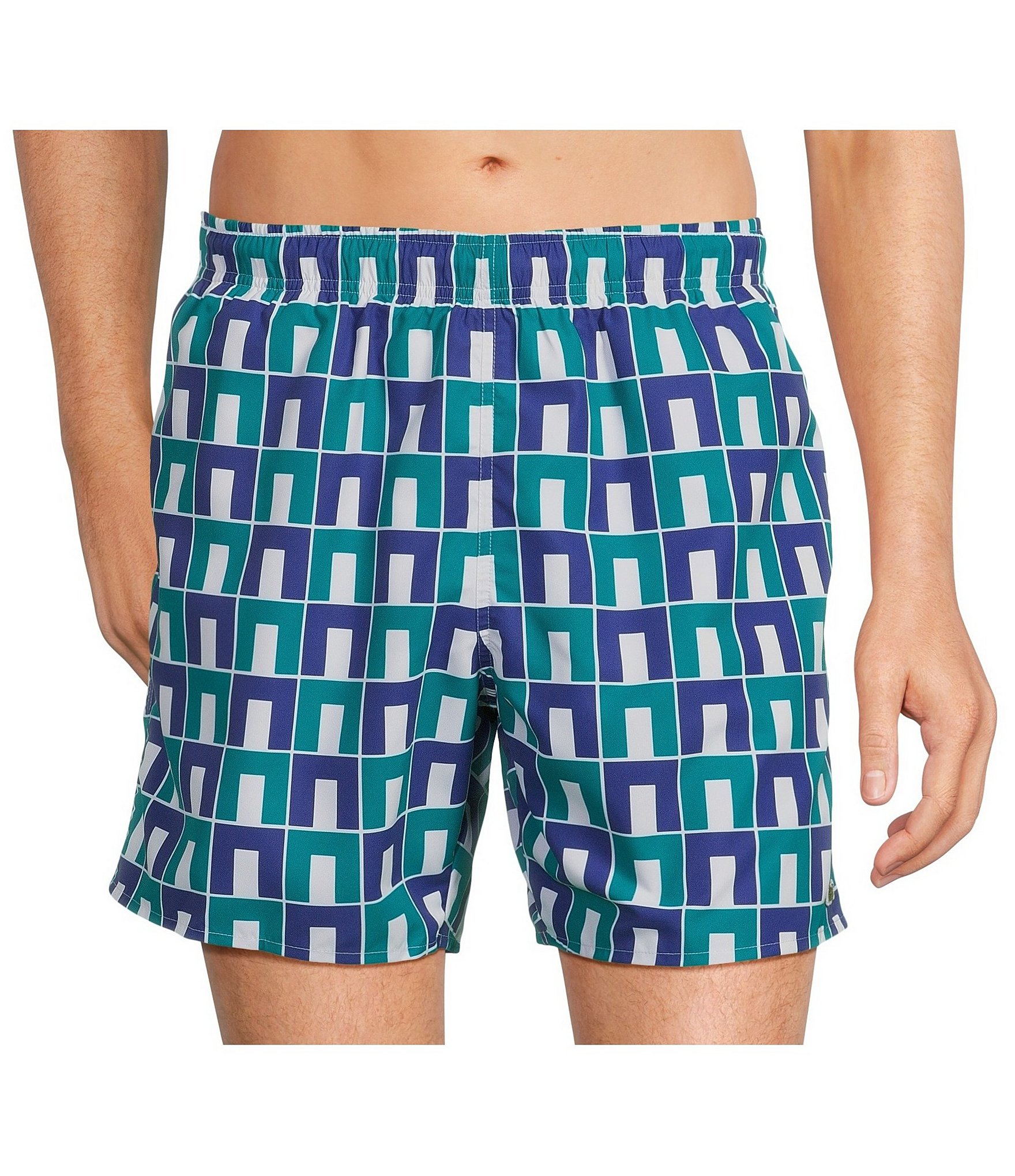 Lacoste Abstract Print 6#double; Inseam Swim Trunks