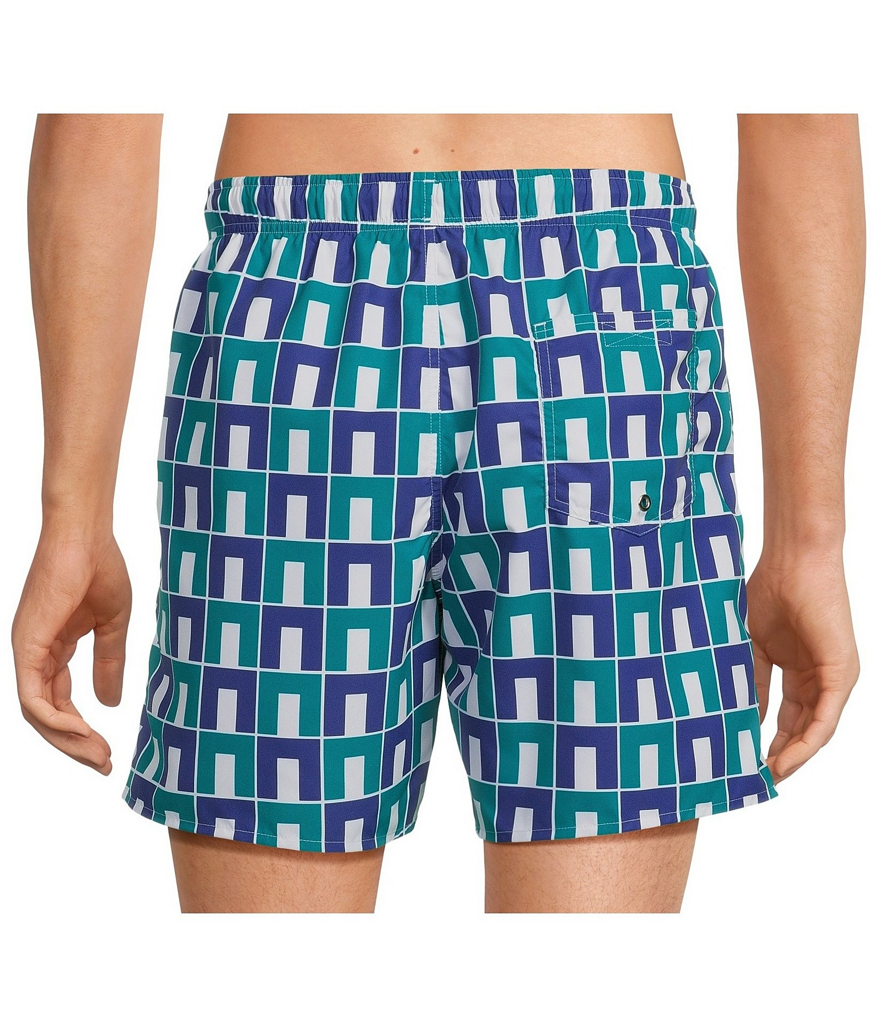 Lacoste Abstract Print 6#double; Inseam Swim Trunks