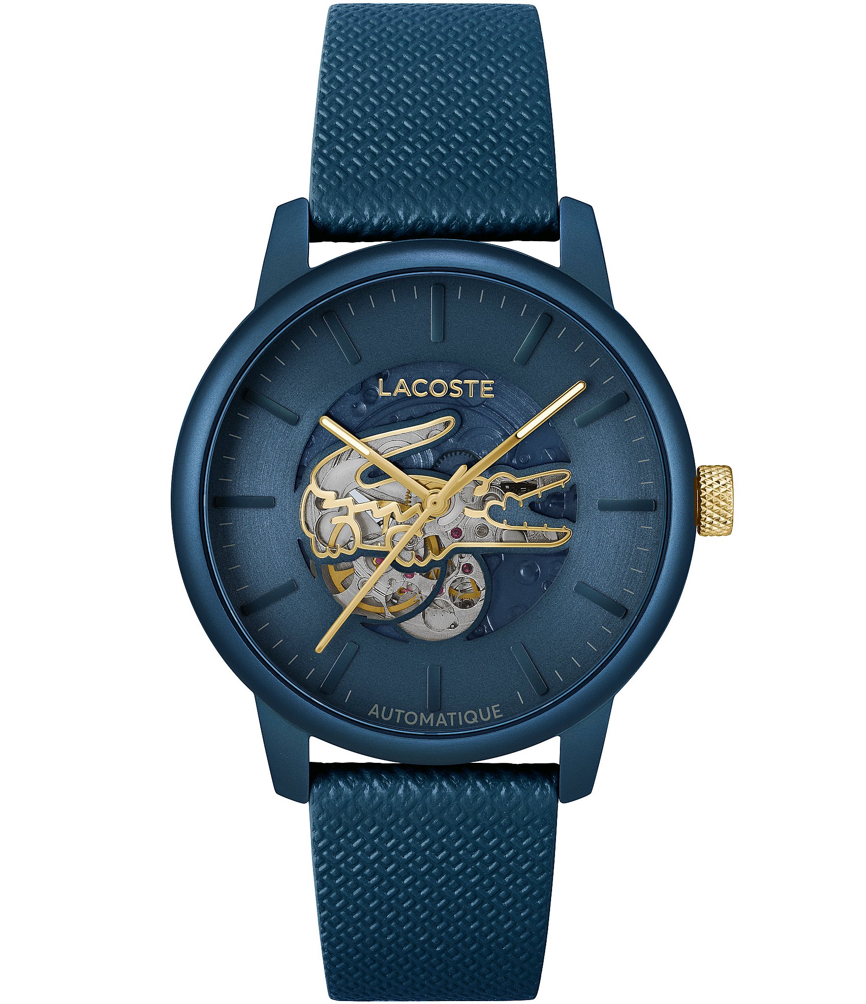 Lacoste Men s 12.12 Automatic Blue Leather Strap Watch Dillard s